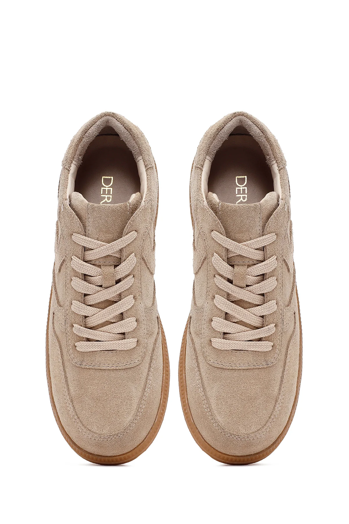 Kadın Camel Bağcıklı Süet Deri Sneaker - Image 7