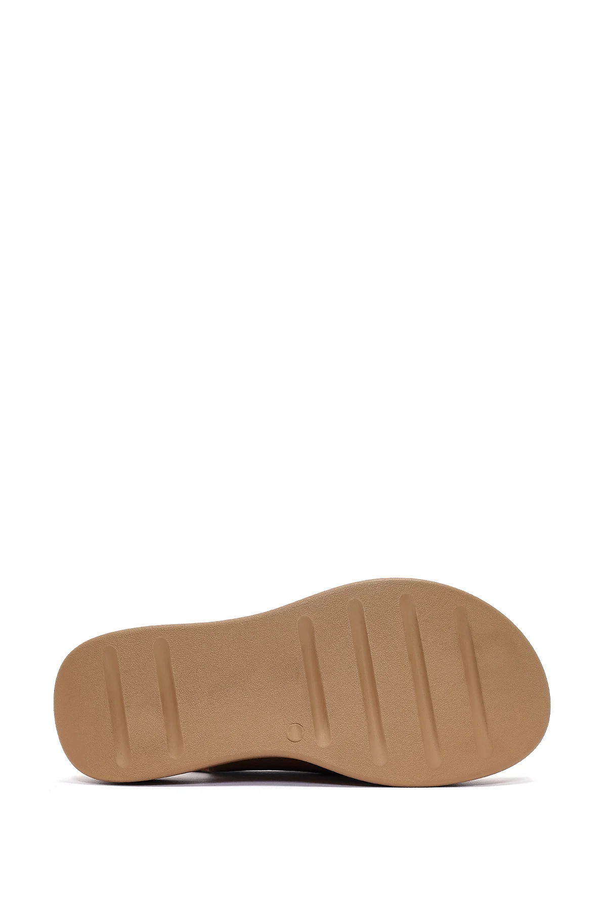 Kadın Camel Bantlı Kalın Tabanlı Deri Comfort Sandalet - Image 4