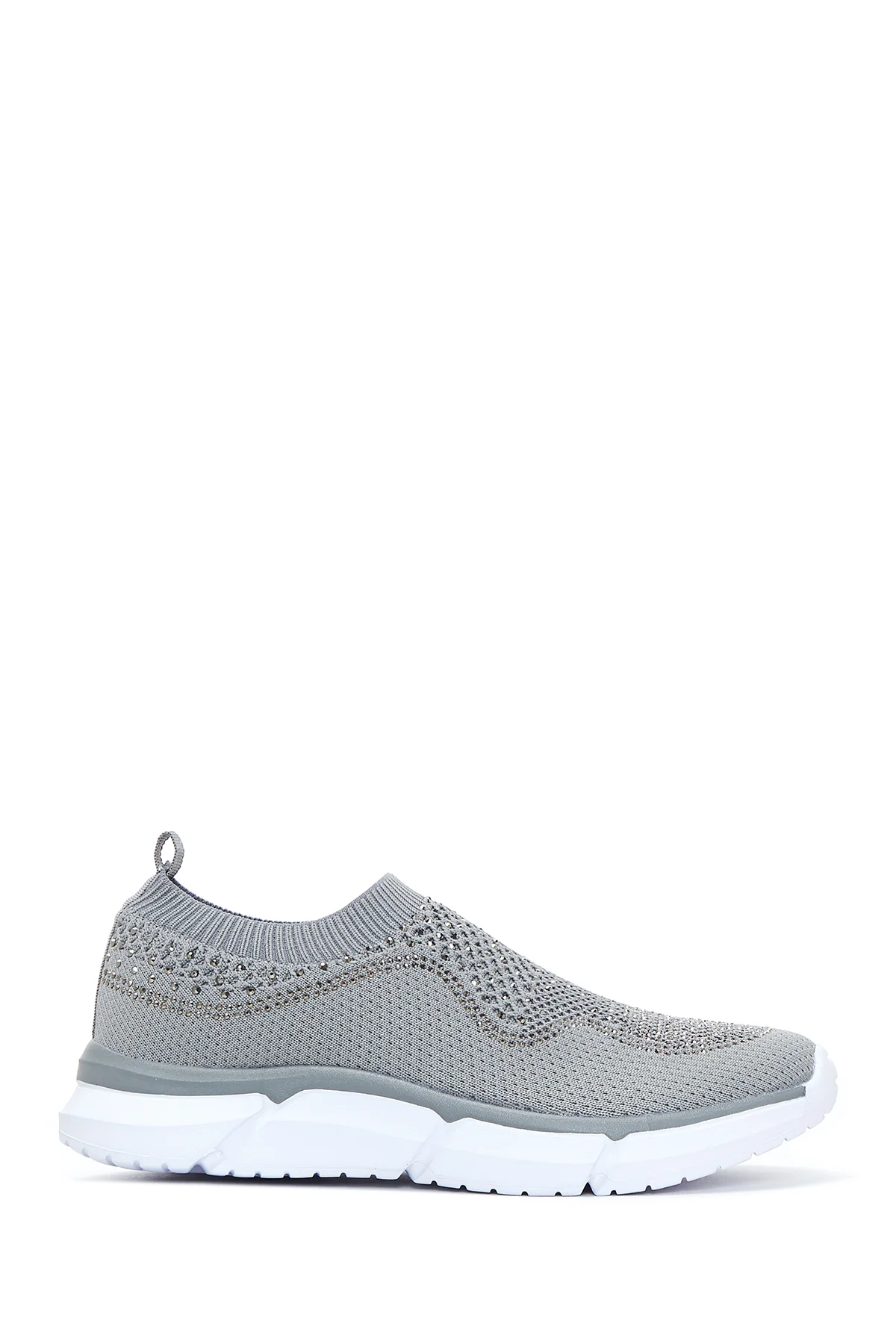 Kadın Gri Taşlı Kumaş Sneaker