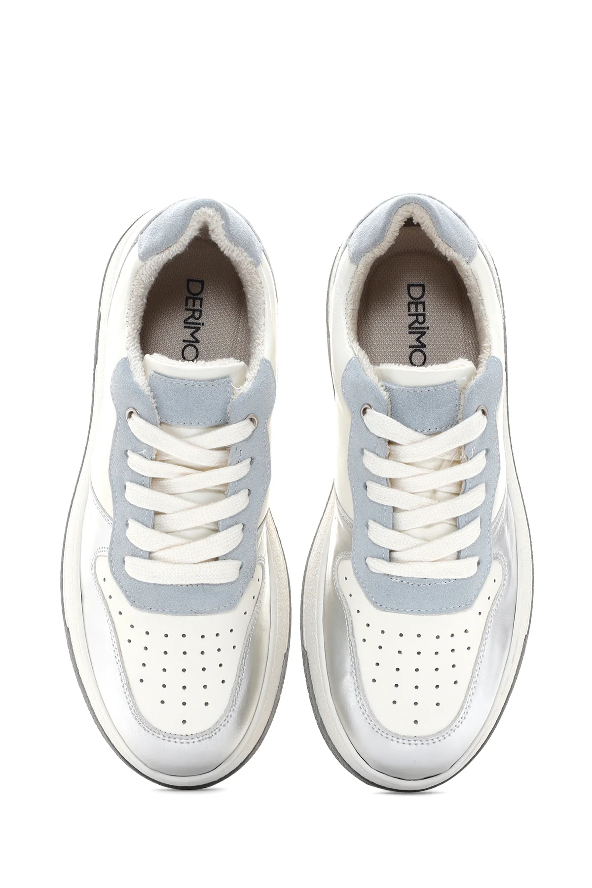 Kadın Gümüş Deri Sneaker - Image 6