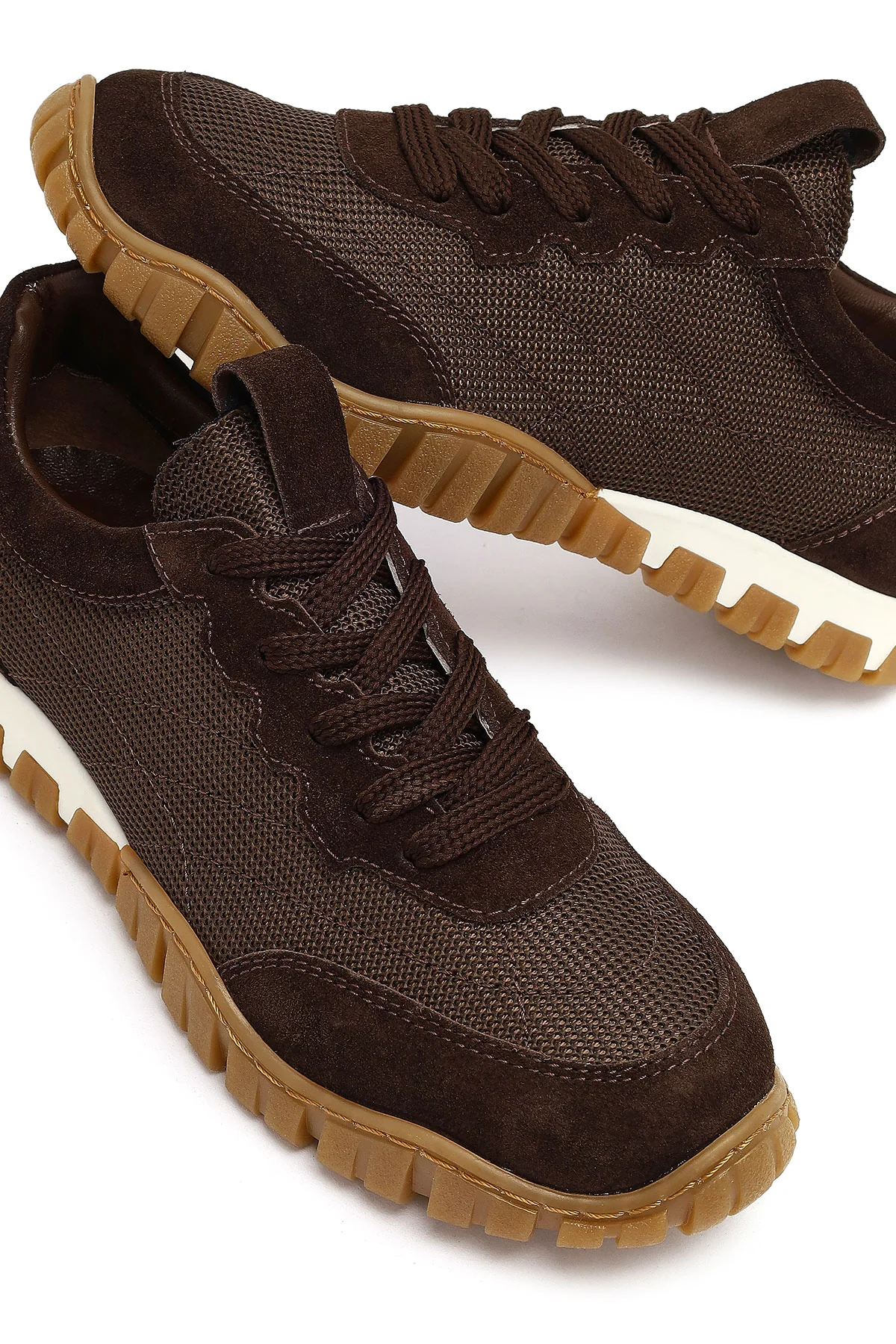 Kadın Kahverengi Bağcıklı Deri Sneaker - Image 10