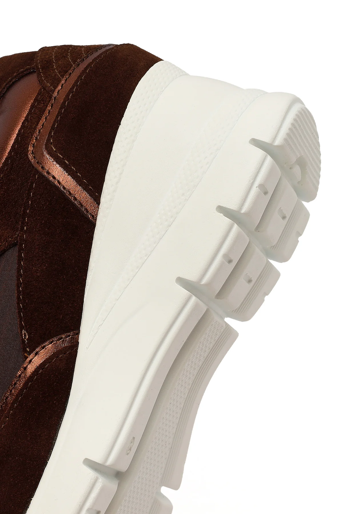 Kadın Kahverengi Bağcıklı Dolgu Topuklu Süet Deri Sneaker - Image 8