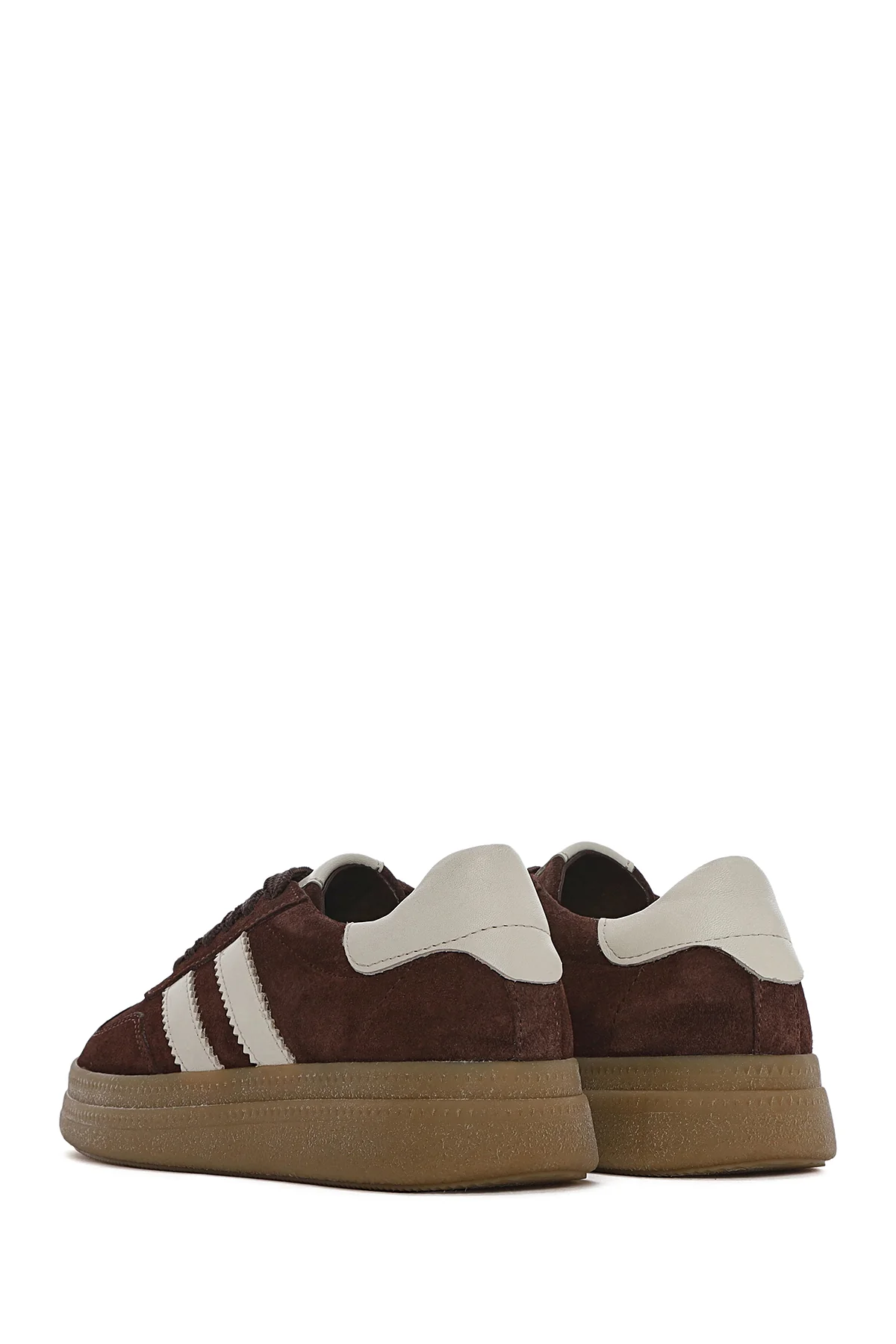 Kadın Kahverengi Bağcıklı Kalın Tabanlı Süet Deri Sneaker - Image 5