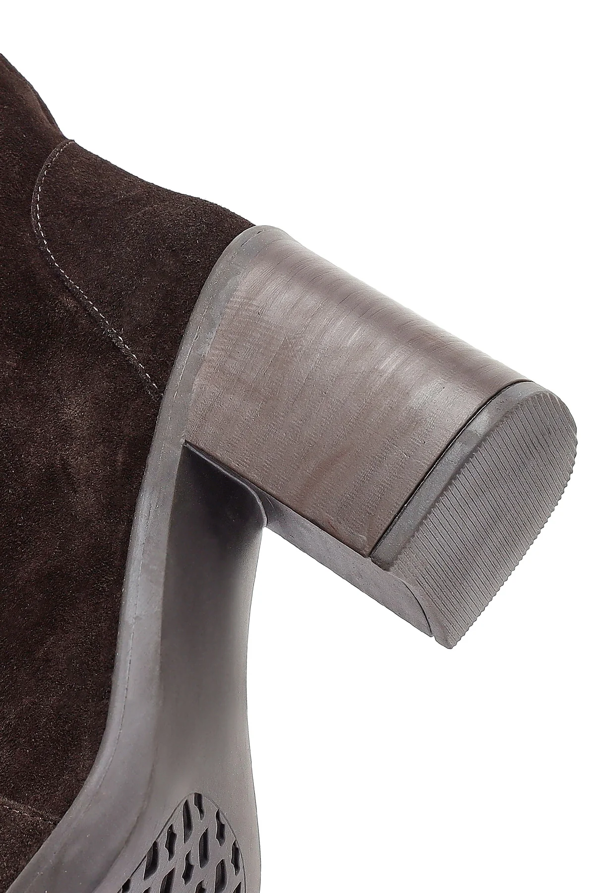 Kadın Kahverengi Fermuarlı Kalın Topuklu Süet Deri Çizme - Image 12