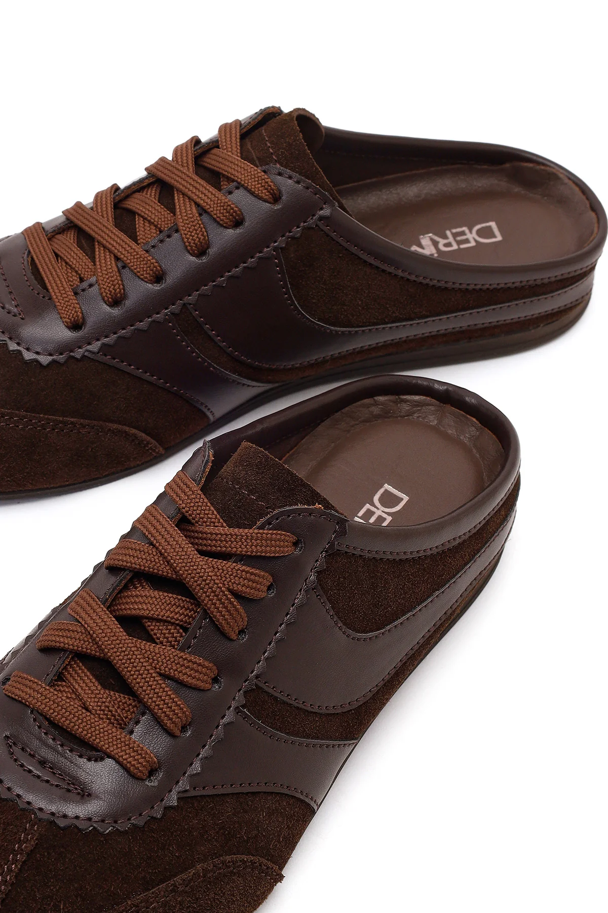 Kadın Kahverengi Mule Arkası Açık Süet Deri Sneaker - Image 11