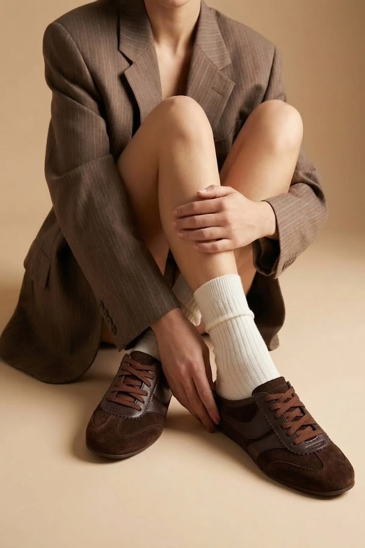 Kadın Kahverengi Mule Arkası Açık Süet Deri Sneaker - Image 2