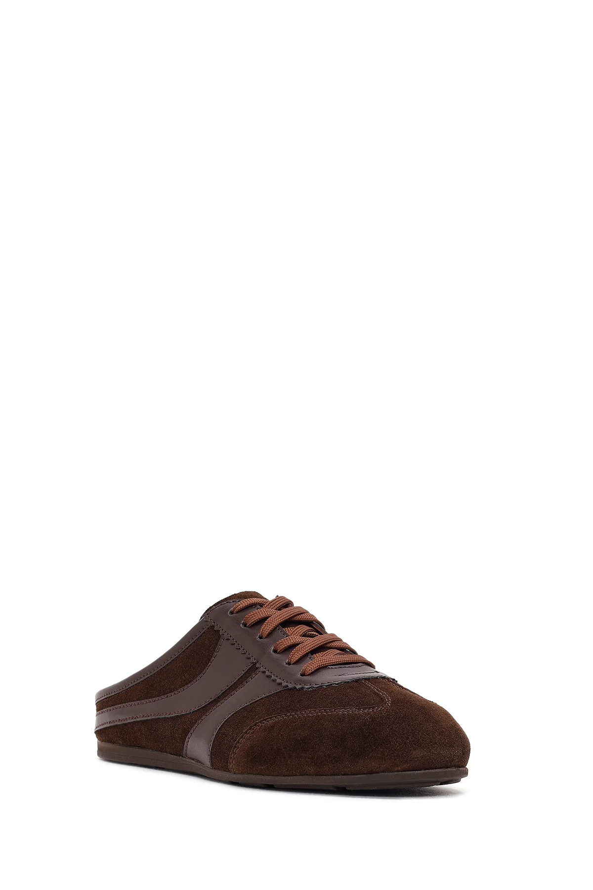 Kadın Kahverengi Mule Arkası Açık Süet Deri Sneaker - Image 8