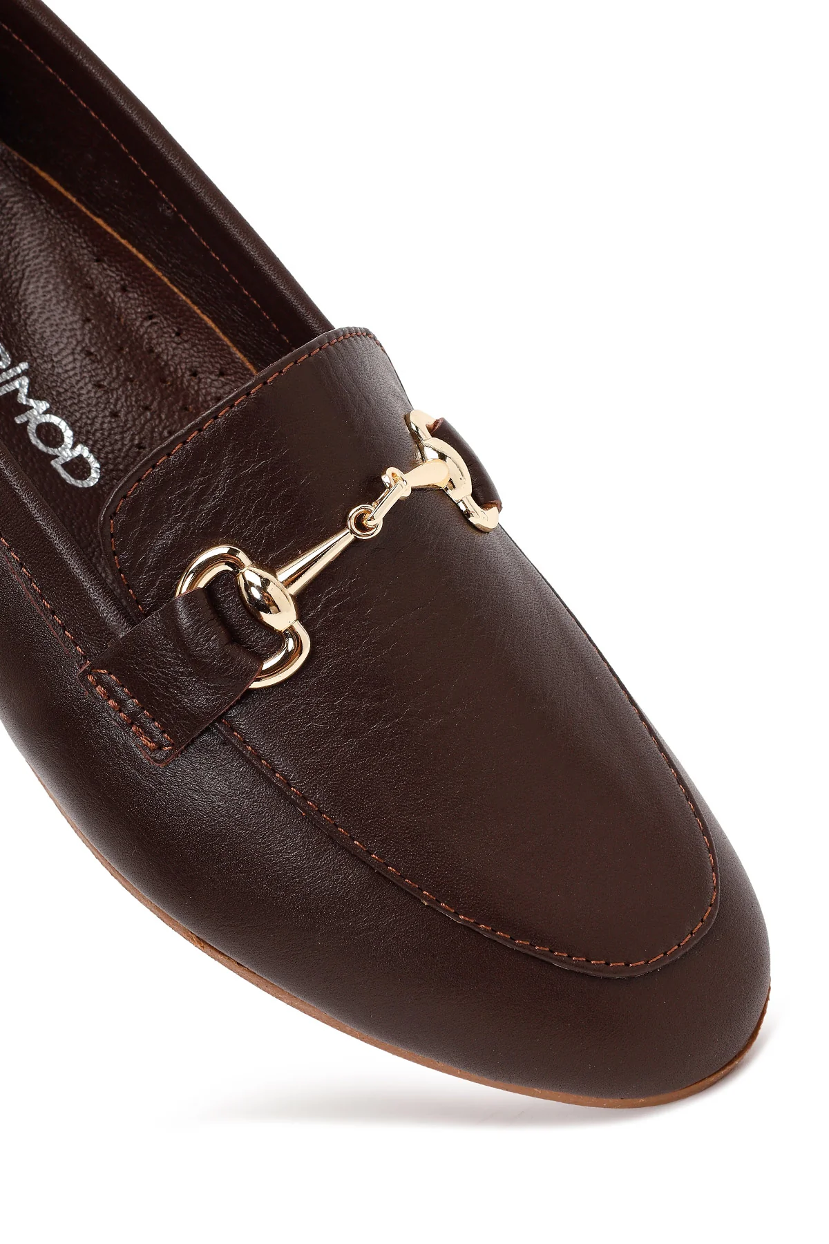 Kadın Kahverengi Tokalı Deri Klasik Loafer - Image 9