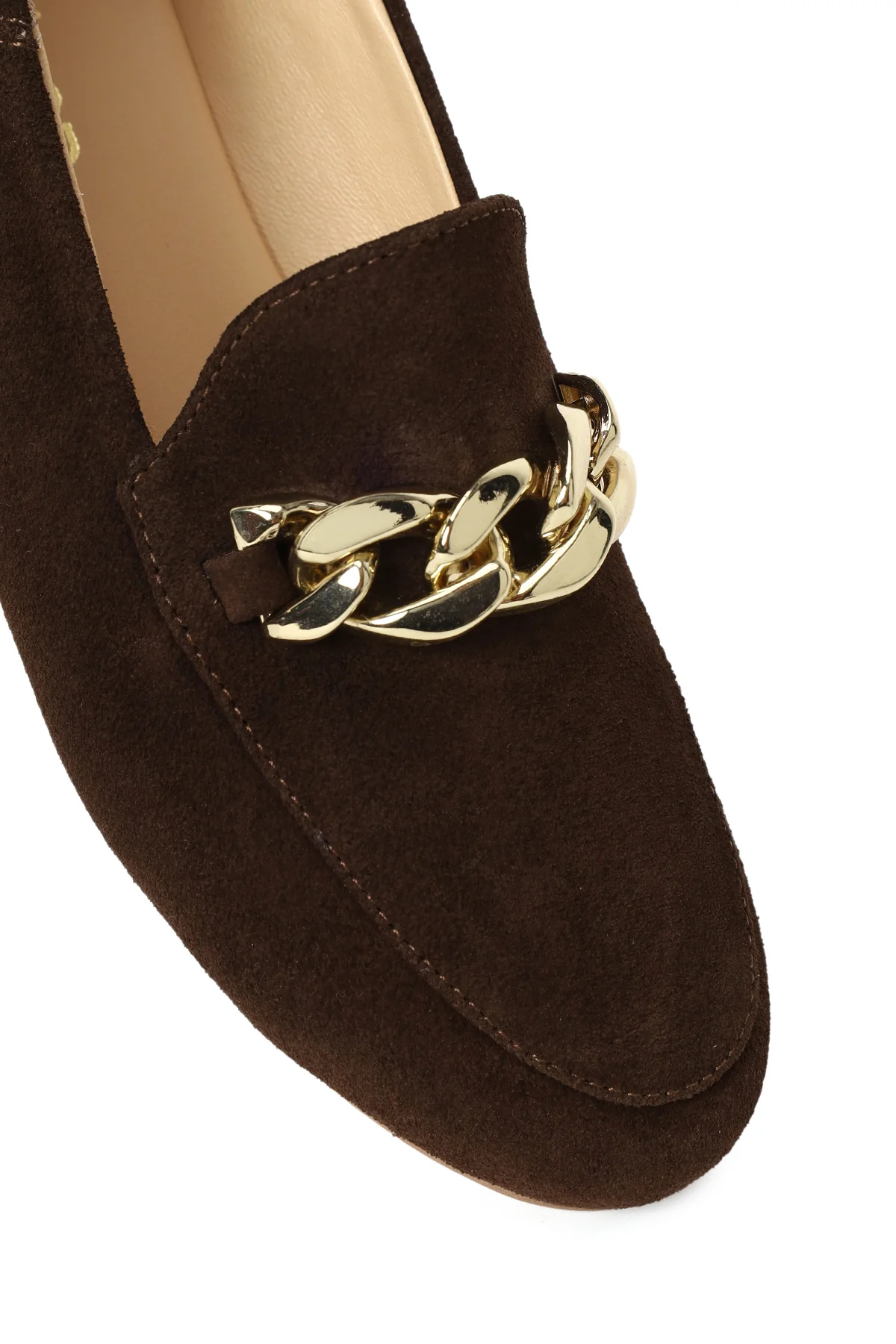 Kadın Kahverengi Tokalı Süet Deri Maskülen Loafer - Image 10