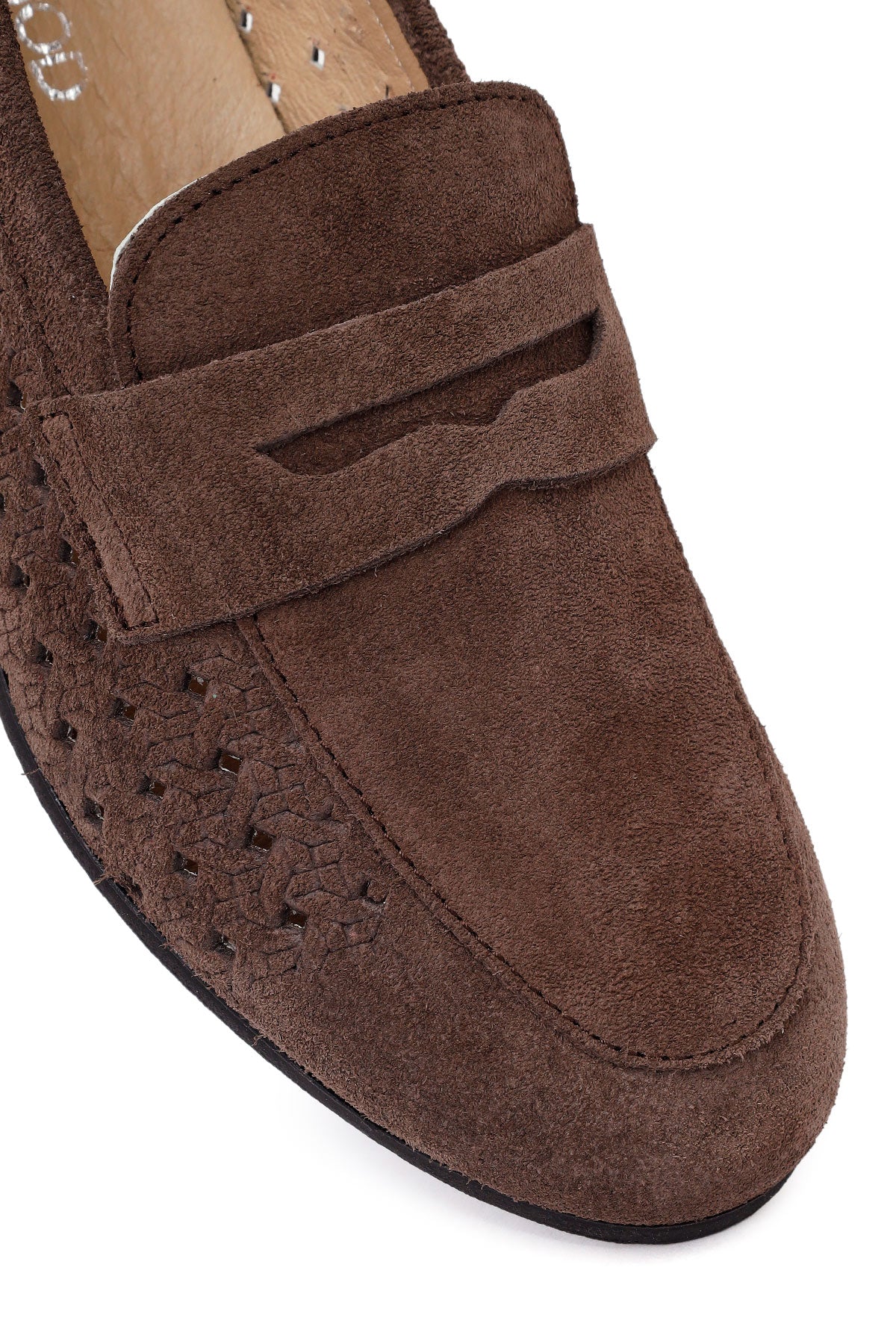 Kadın Koyu Vizon Süet Deri Loafer - Image 10