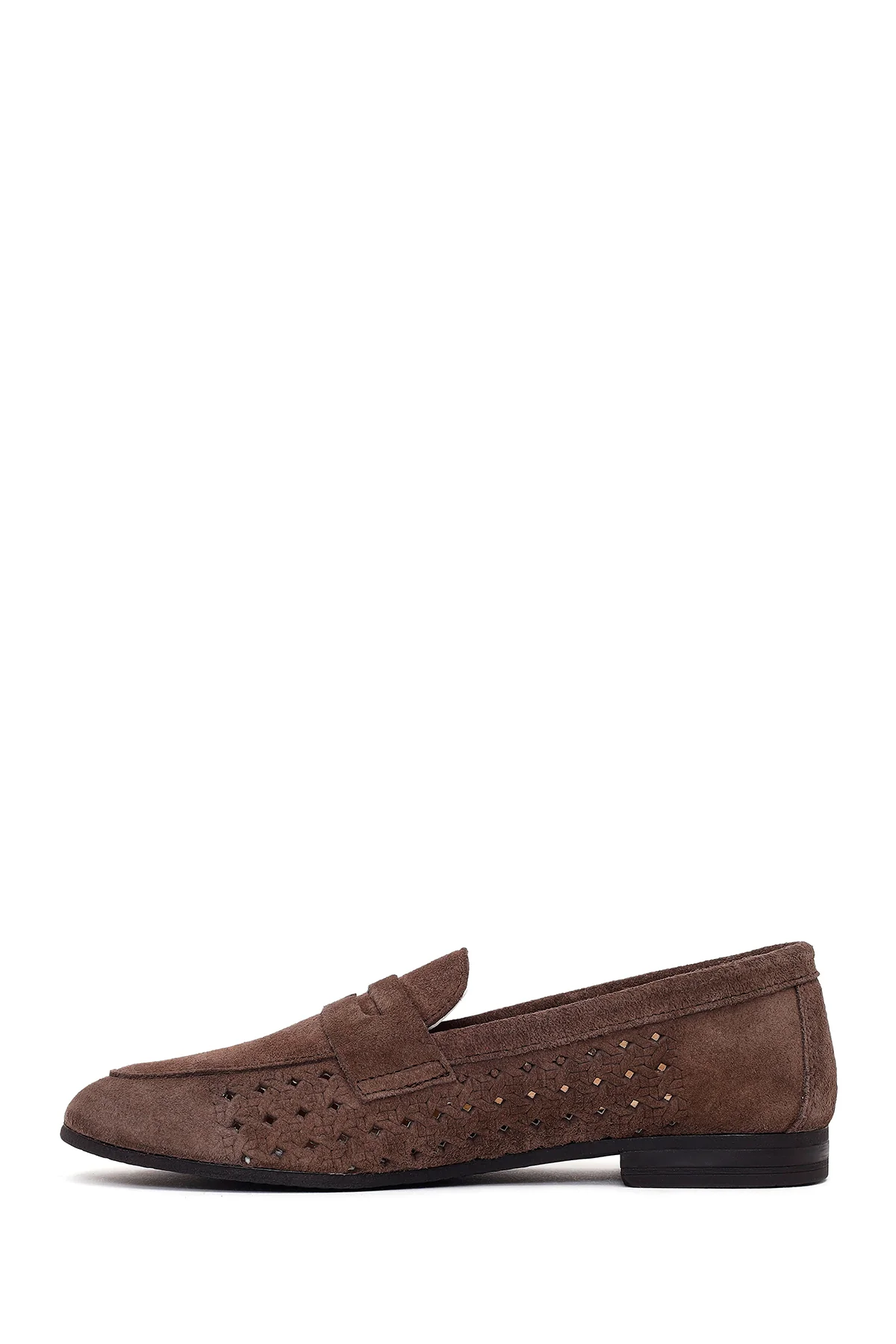 Kadın Koyu Vizon Süet Deri Loafer - Image 4
