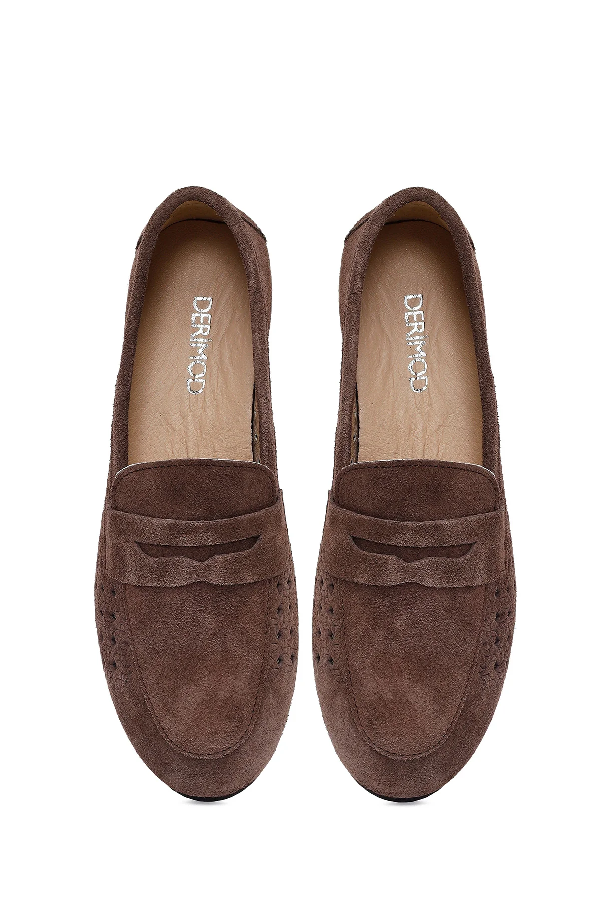 Kadın Koyu Vizon Süet Deri Loafer - Image 5