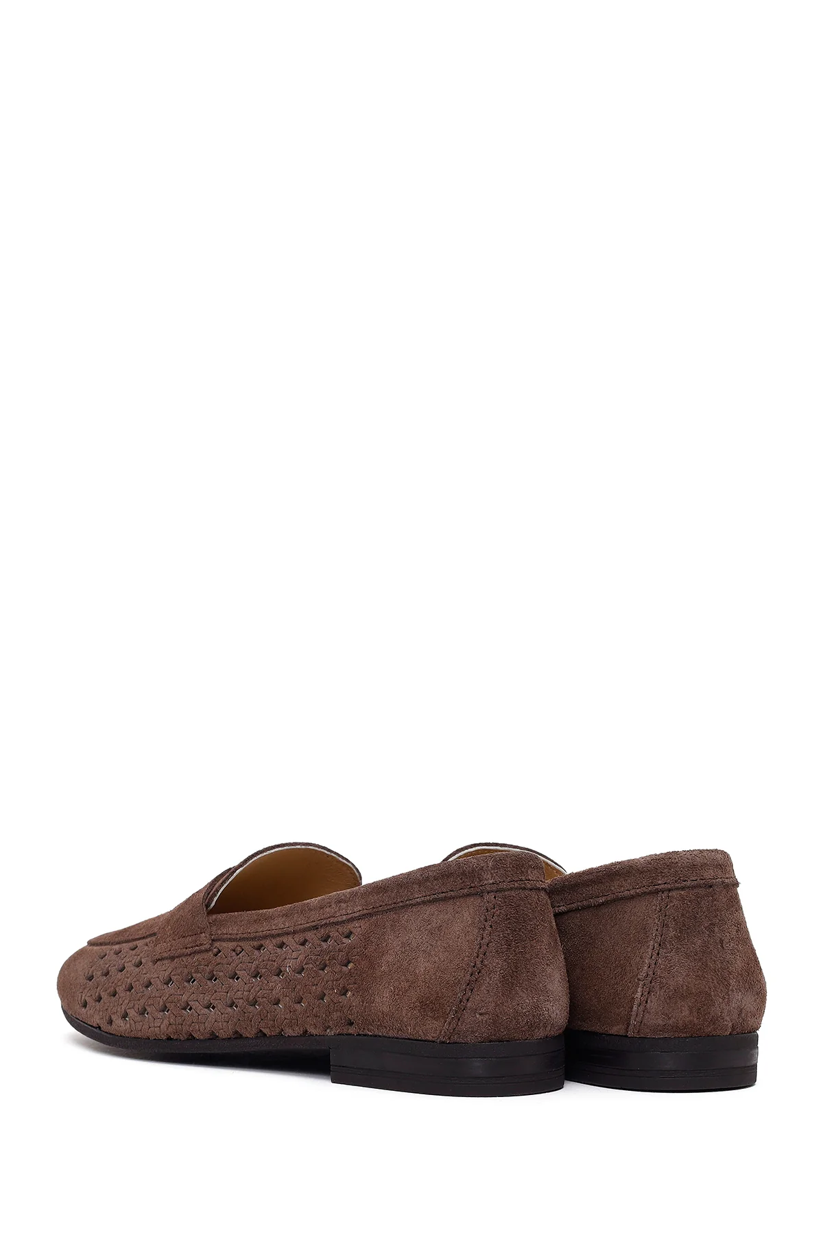 Kadın Koyu Vizon Süet Deri Loafer - Image 7