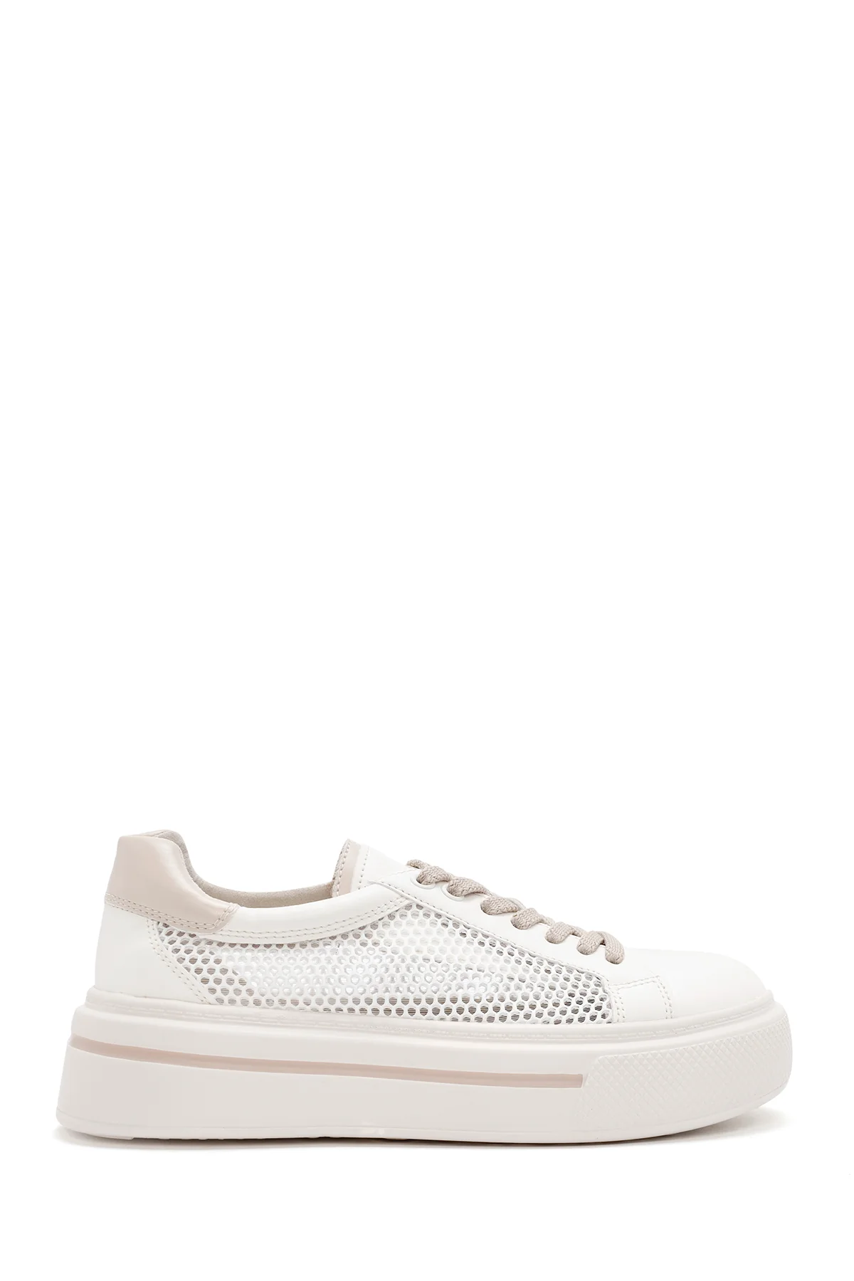 Kadın Krem Bağcıklı Sneaker