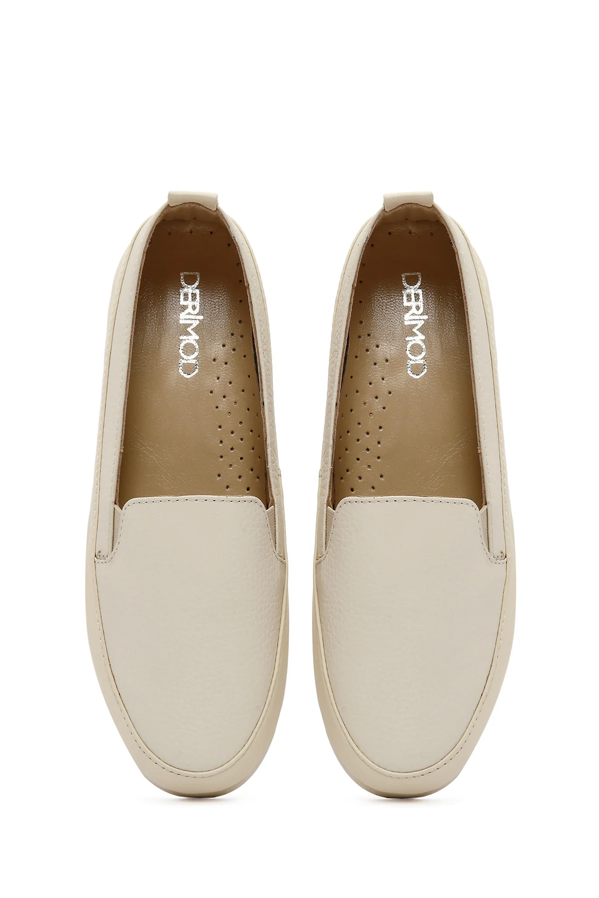 Kadın Krem Deri Comfort Loafer - Image 6