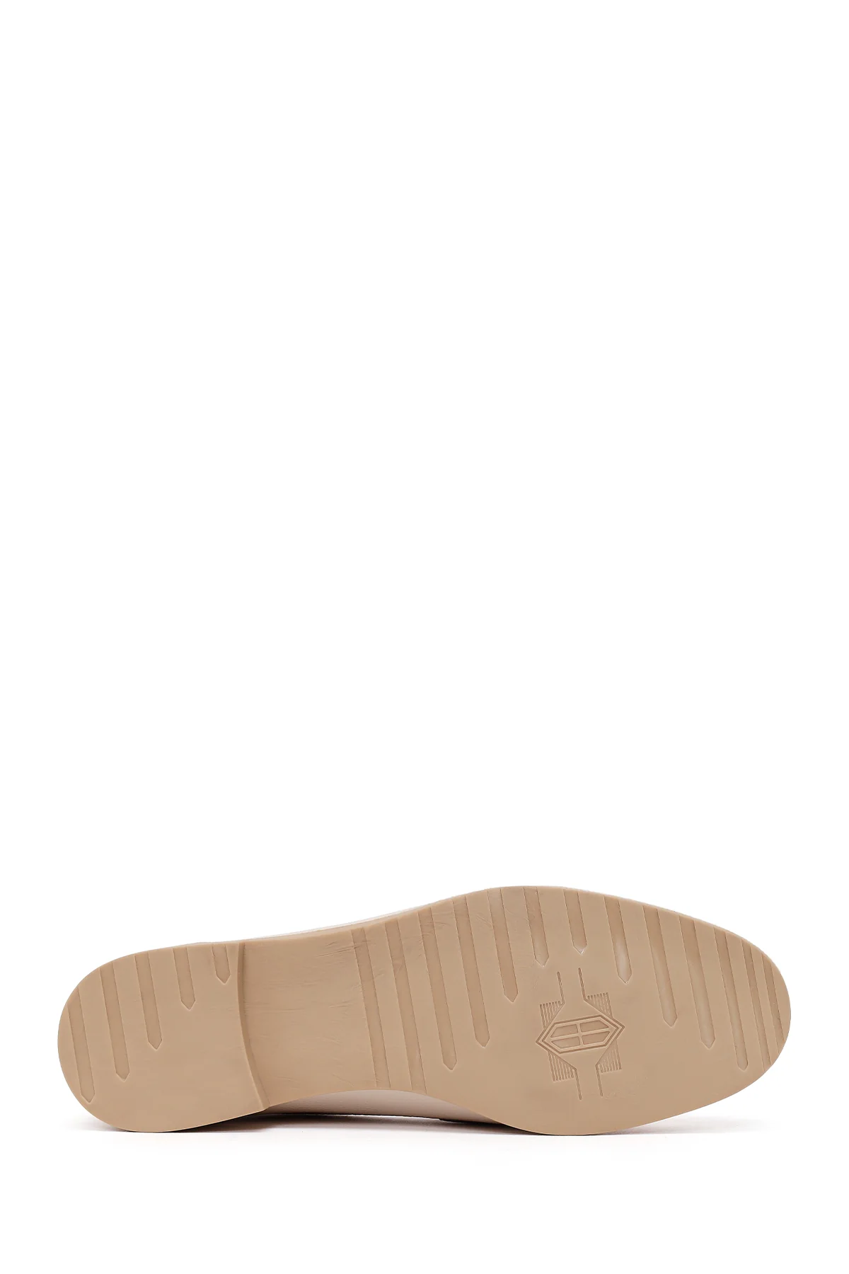 Kadın Krem Tokalı Maskülen Deri Loafer - Image 5
