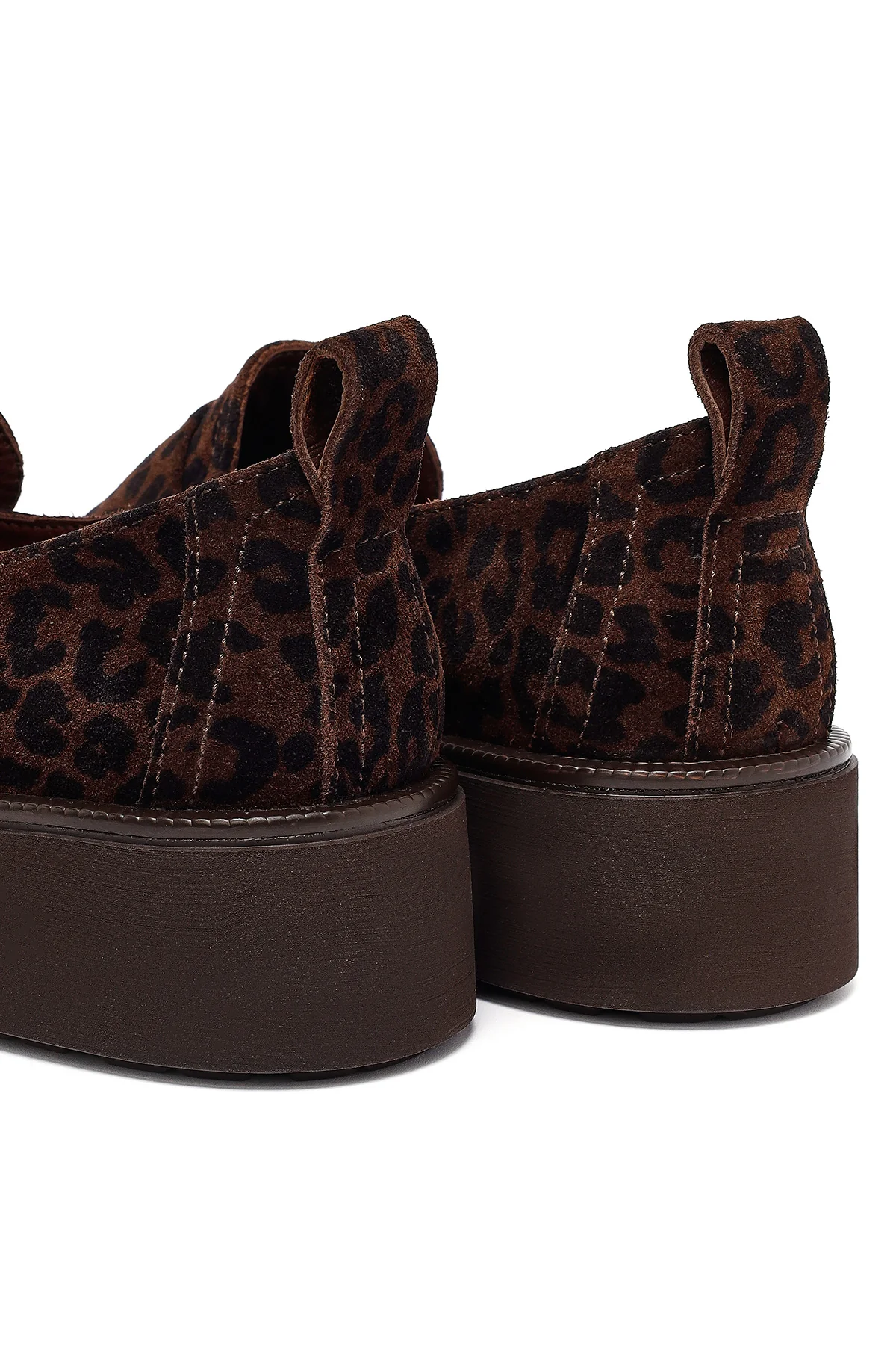 Kadın Leopar Desenli Süet Deri Maskülen Loafer - Image 10