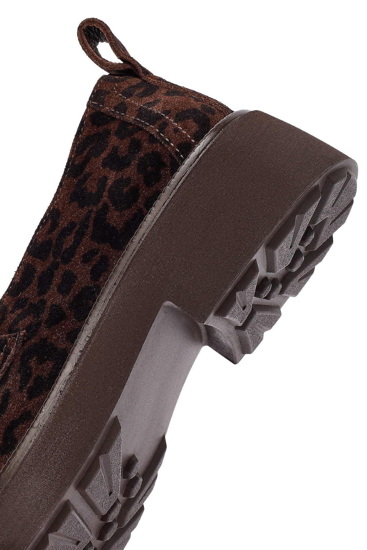 Kadın Leopar Desenli Süet Deri Maskülen Loafer - Image 8
