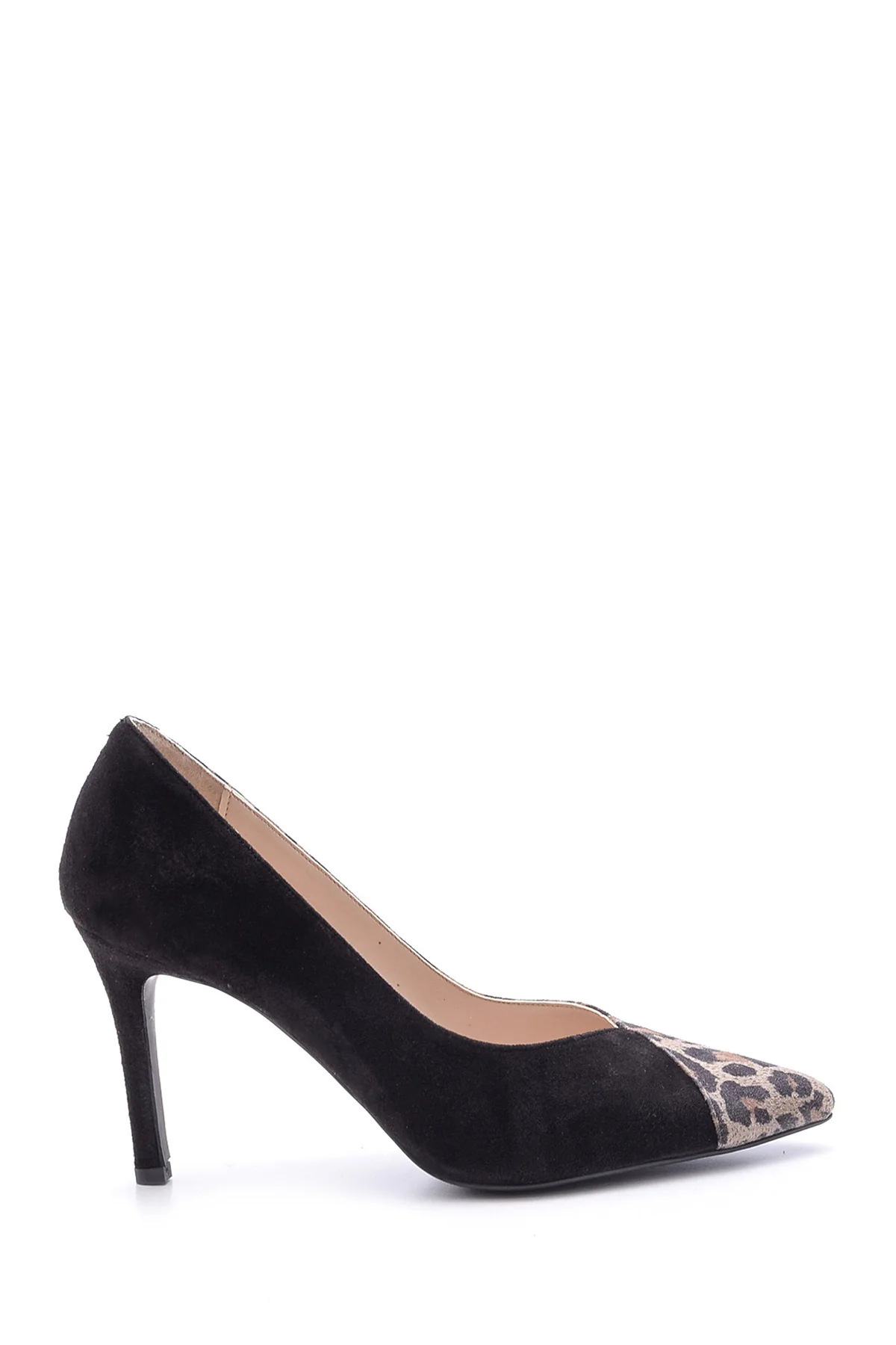 Kadın Leopar Detaylı Süet Deri Stiletto