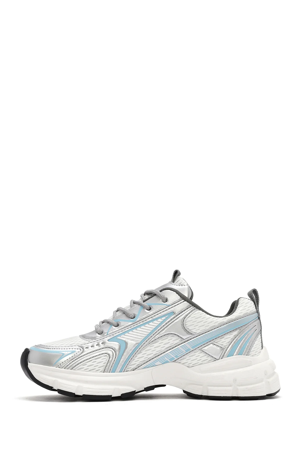 Kadın Mavi Kalın Tabanlı Bağcıklı Sneaker - Image 4