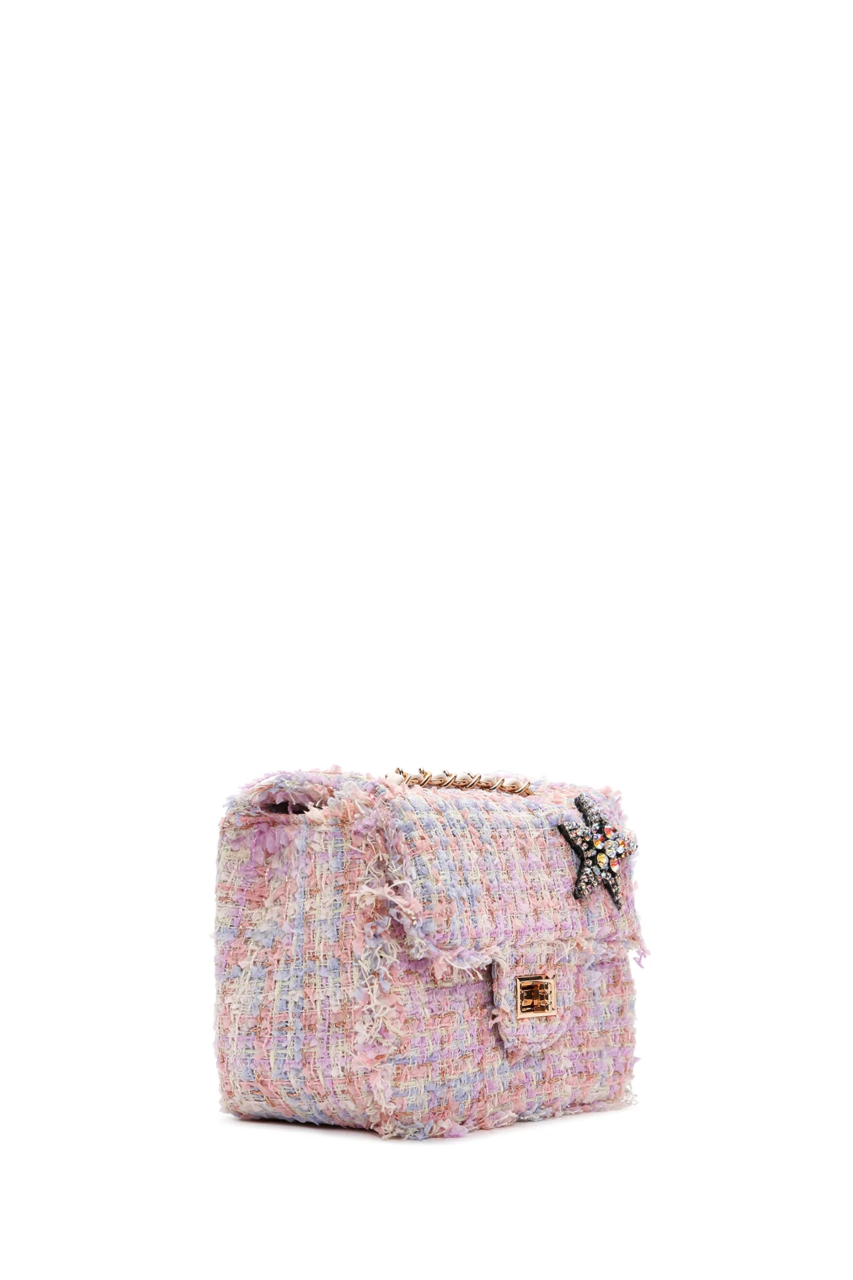 Kadın Pembe Uzun Askılı Aksesuarlı Mini Omuz Çantası - Image 6