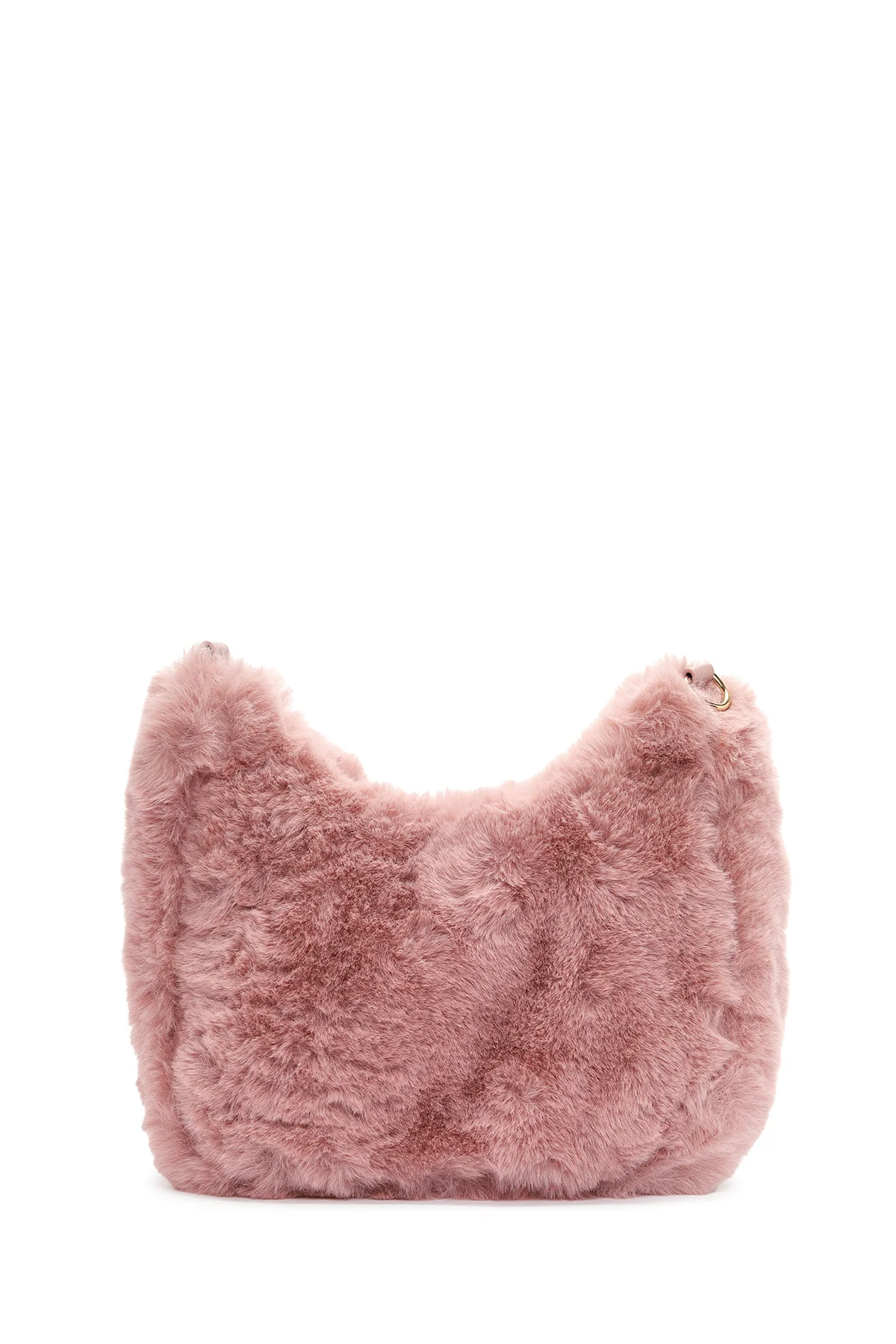 Kadın Pembe Uzun Askılı Peluş Omuz Çantası - Image 4