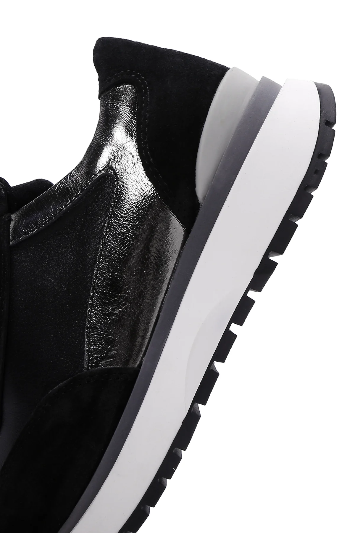 Kadın Siyah Bağcıklı Deri Sneaker - Image 7