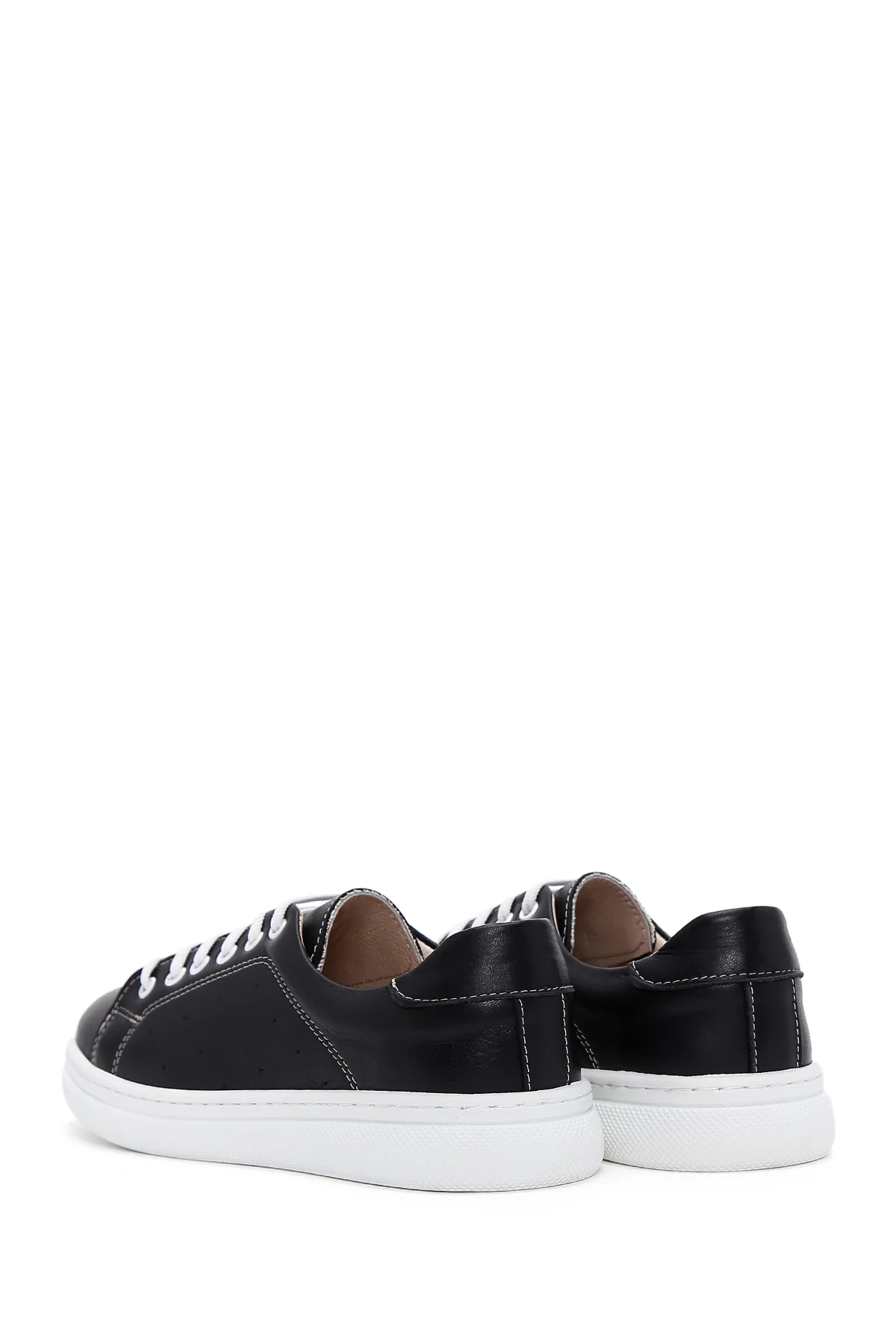 Kadın Siyahh Bağcıklı Deri Sneaker - Image 5