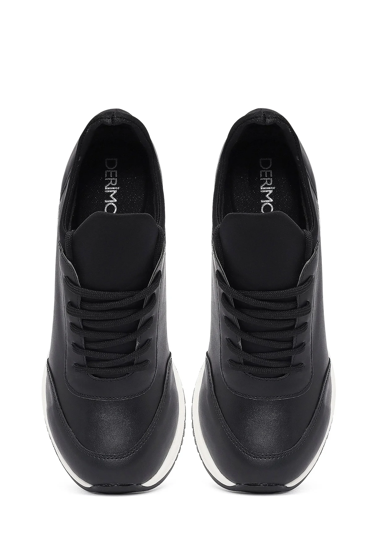 Kadın Siyah Bağcıklı Dolgu Topuklu Sneaker - Image 7