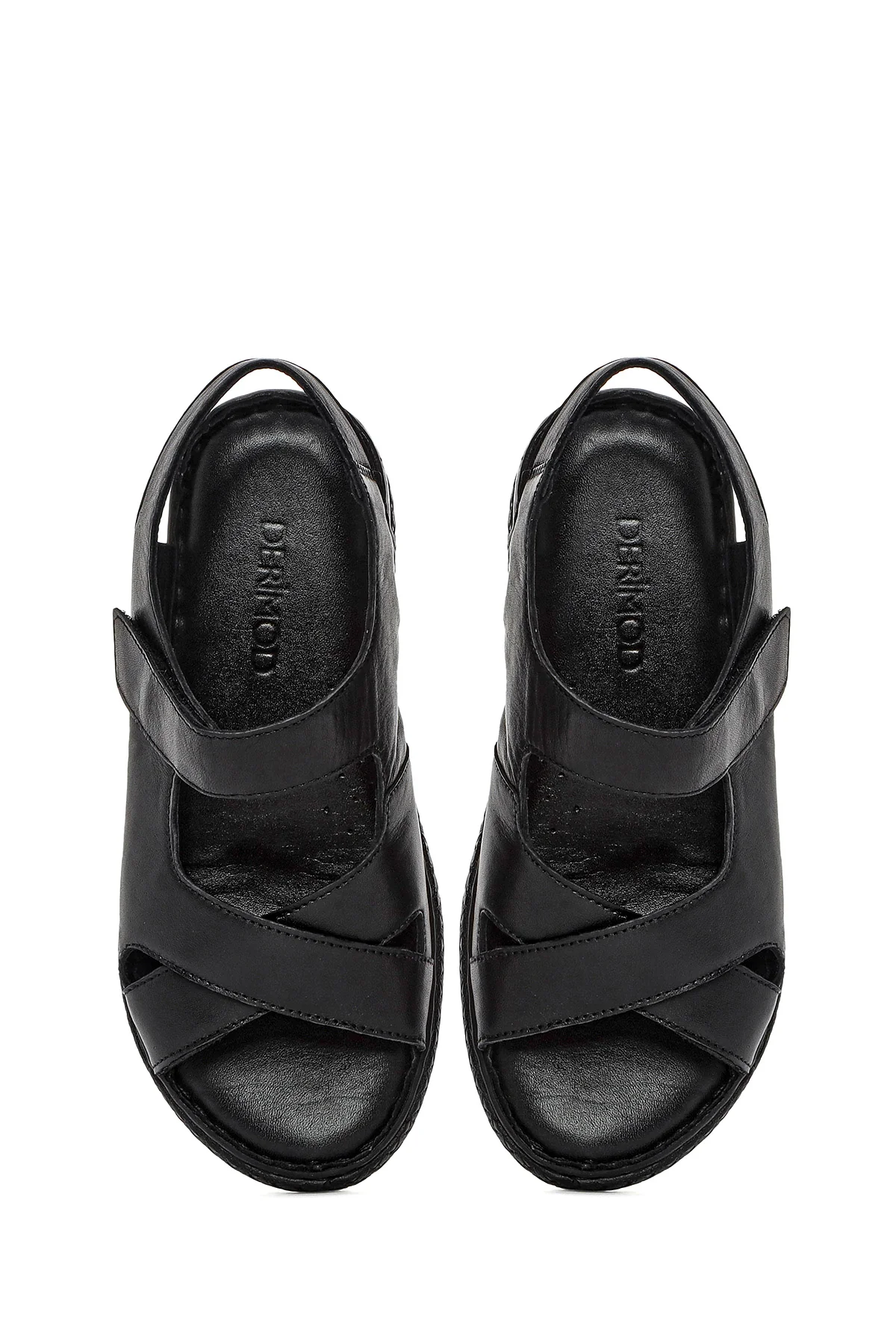 Kadın Siyah Bantlı Deri Comfort Sandalet - Image 7
