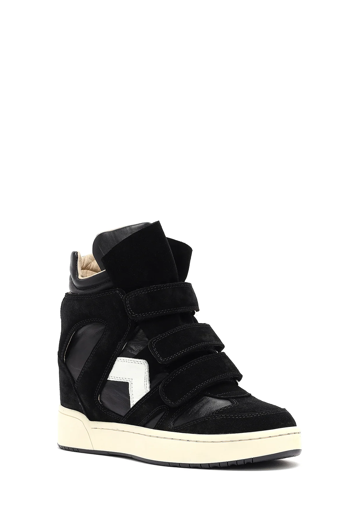 Kadın Siyah Bantlı Dolgu Topuklu Deri Sneaker - Image 6