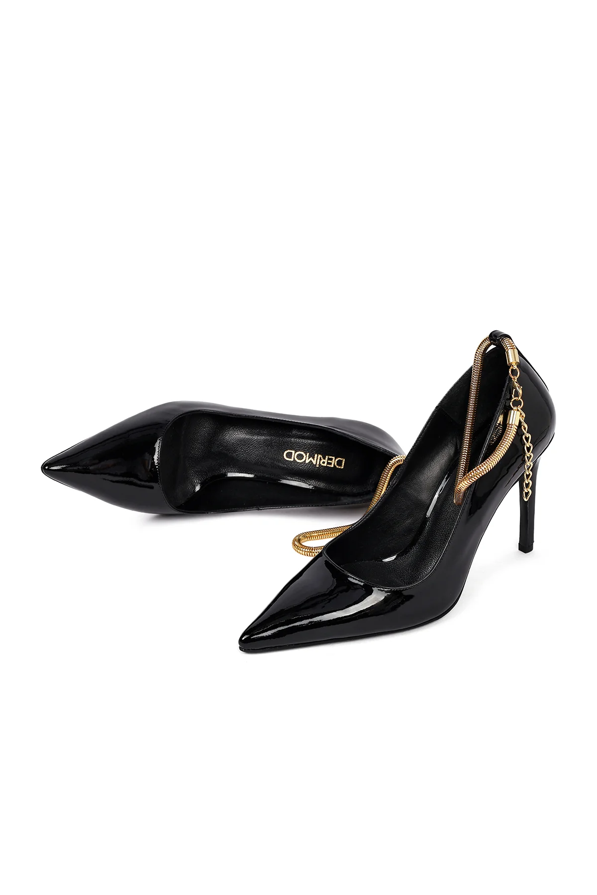 Kadın Siyah Bilekten Tokalı İnce Topuklu Rugan Deri Stiletto - Image 10