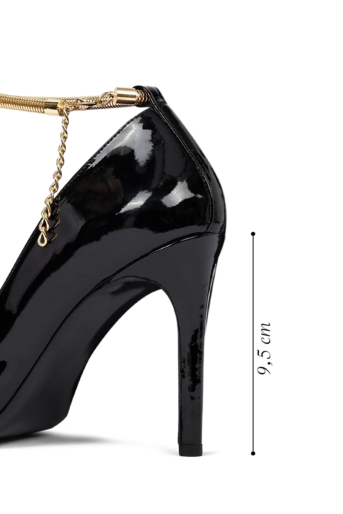 Kadın Siyah Bilekten Tokalı İnce Topuklu Rugan Deri Stiletto - Image 2