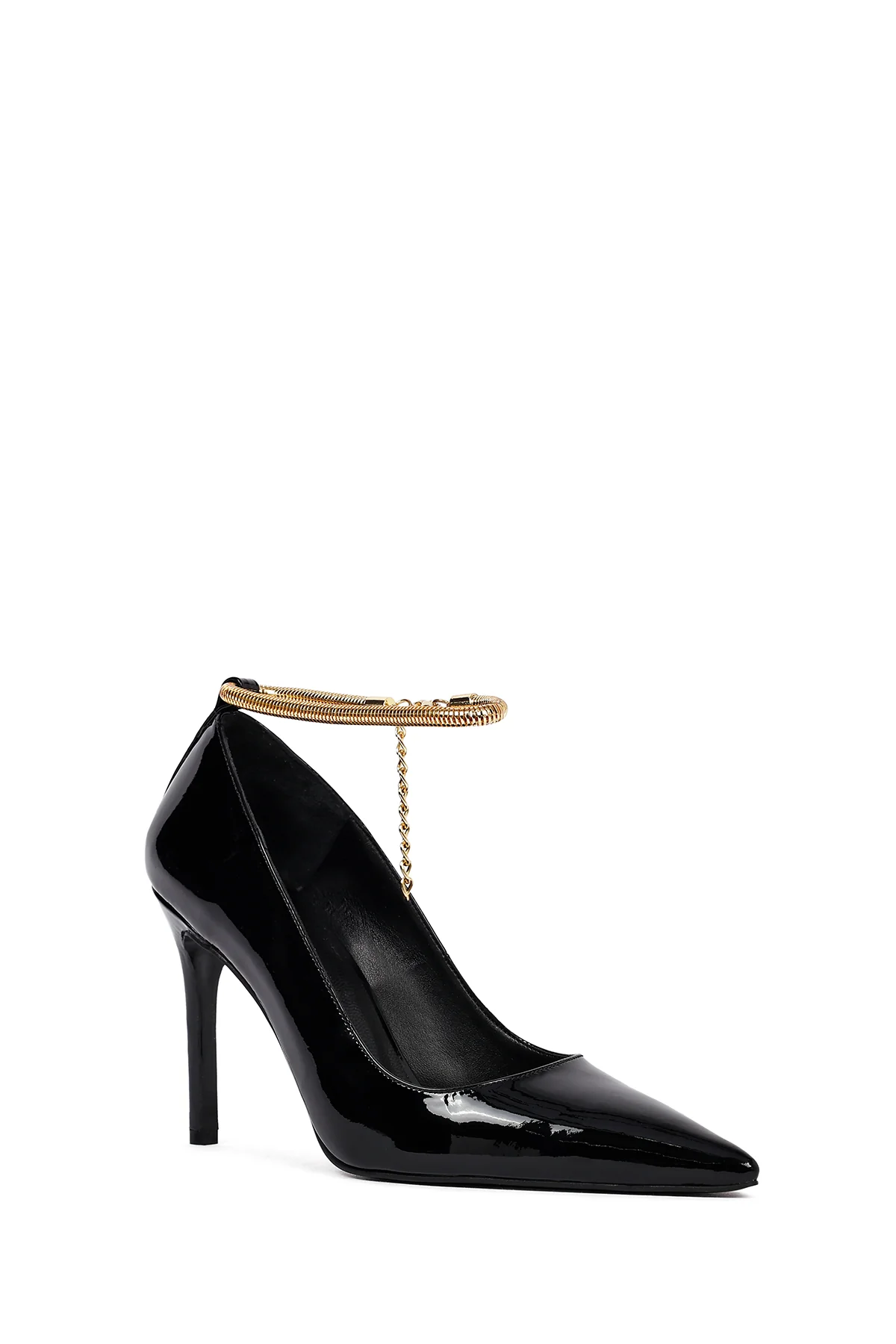 Kadın Siyah Bilekten Tokalı İnce Topuklu Rugan Deri Stiletto - Image 7