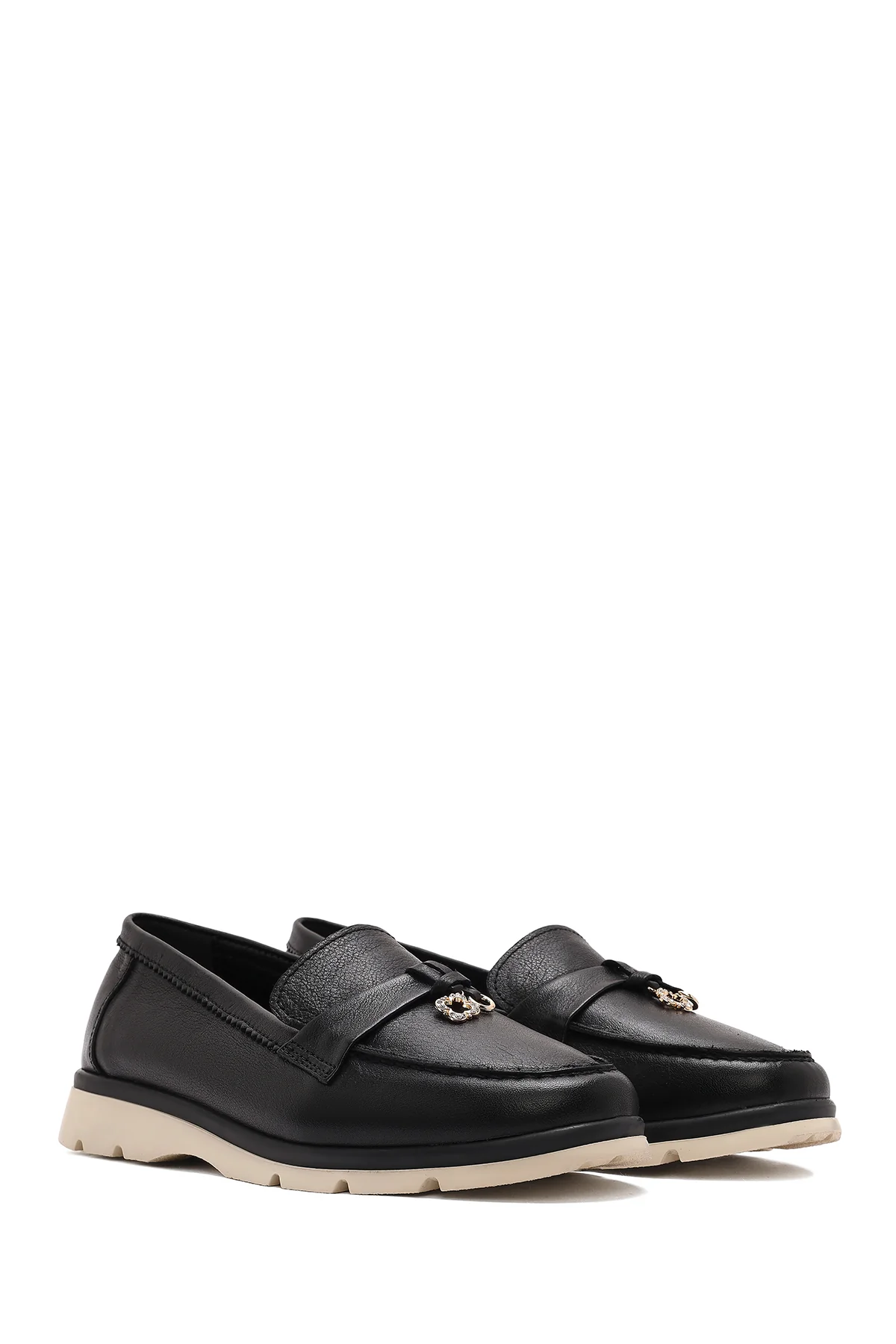 Kadın Siyah Deri Comfort Loafer - Image 3
