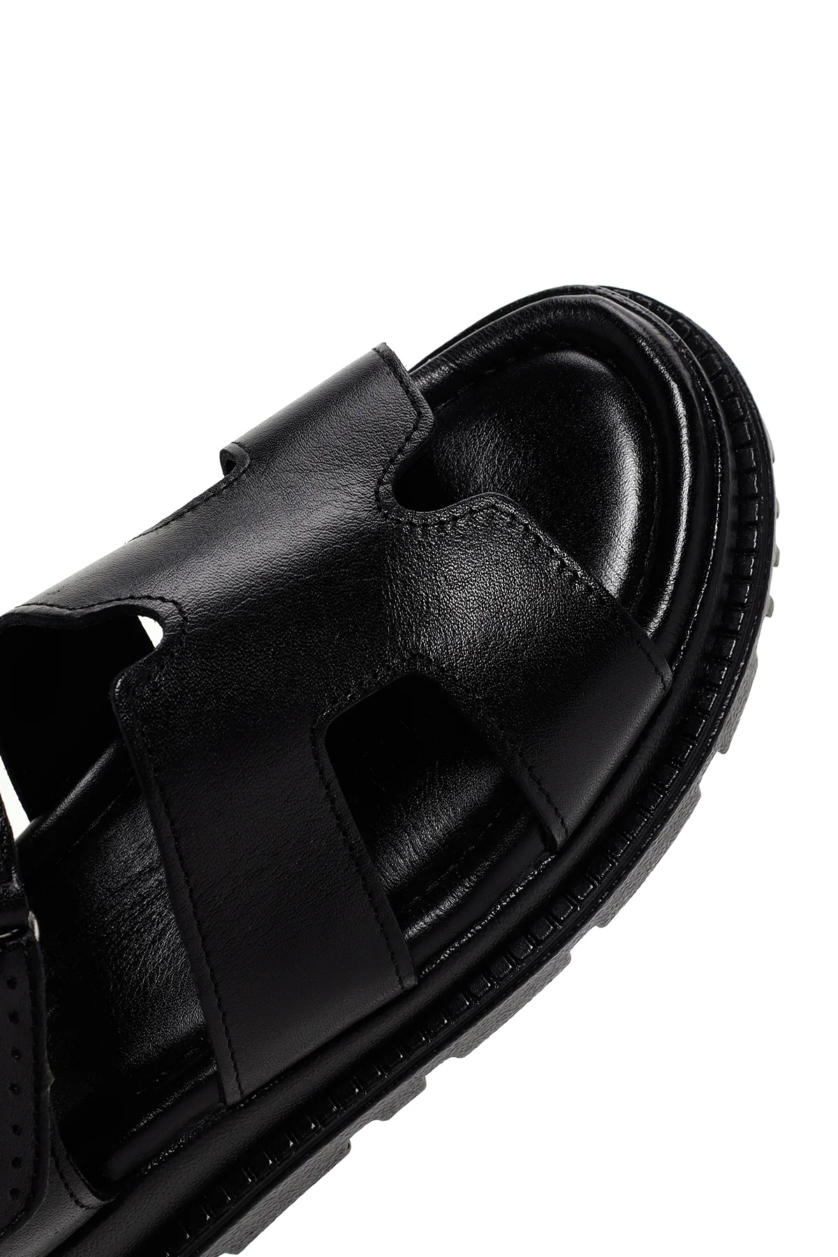 Kadın Siyah Deri Comfort Sandalet - Image 12