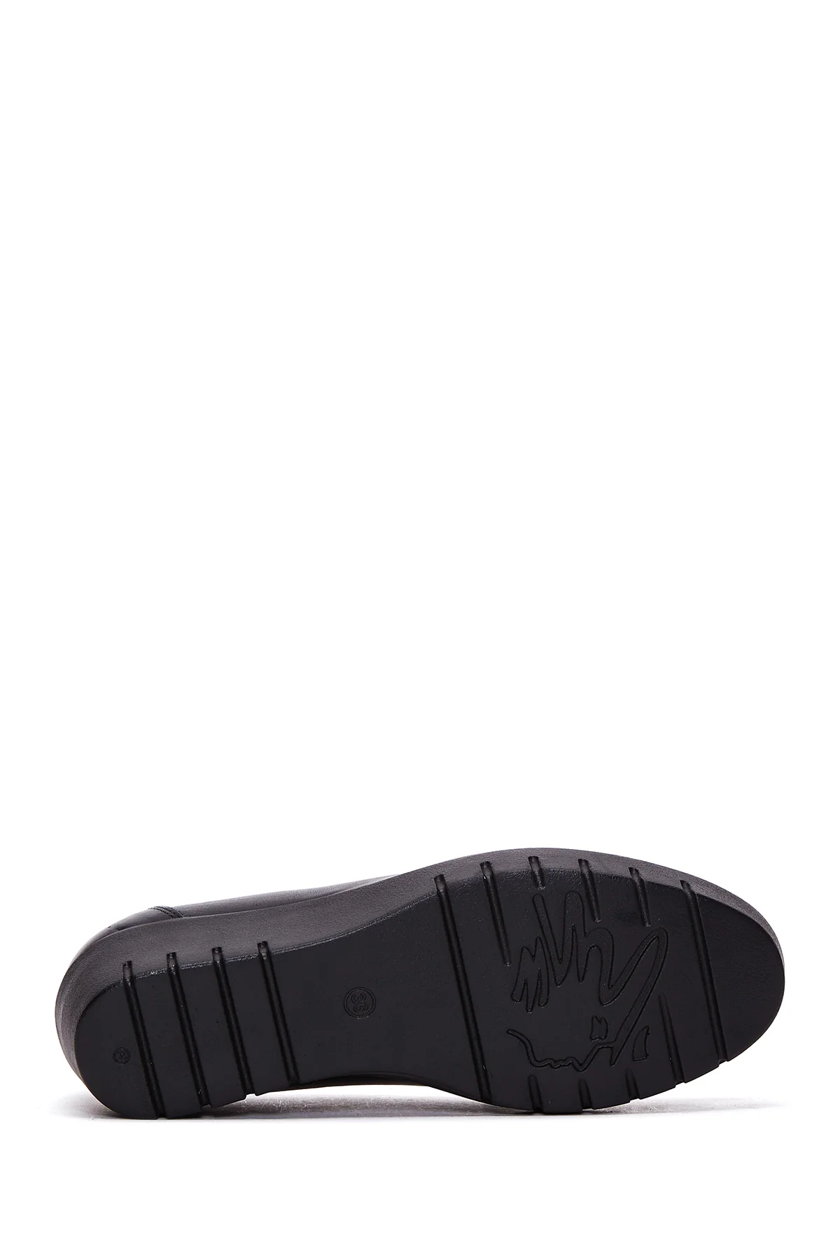 Kadın Siyah Deri Dolgu Topuklu Loafer - Image 4