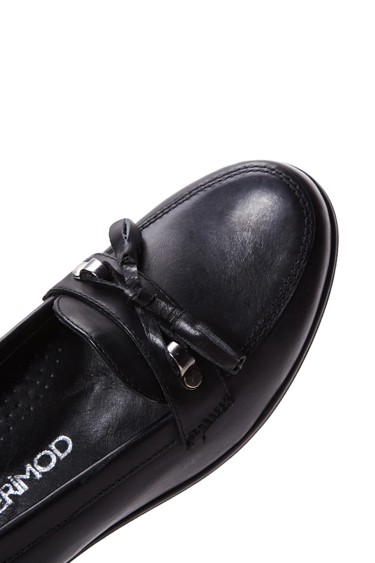 Kadın Siyah Deri Dolgu Topuklu Loafer - Image 7