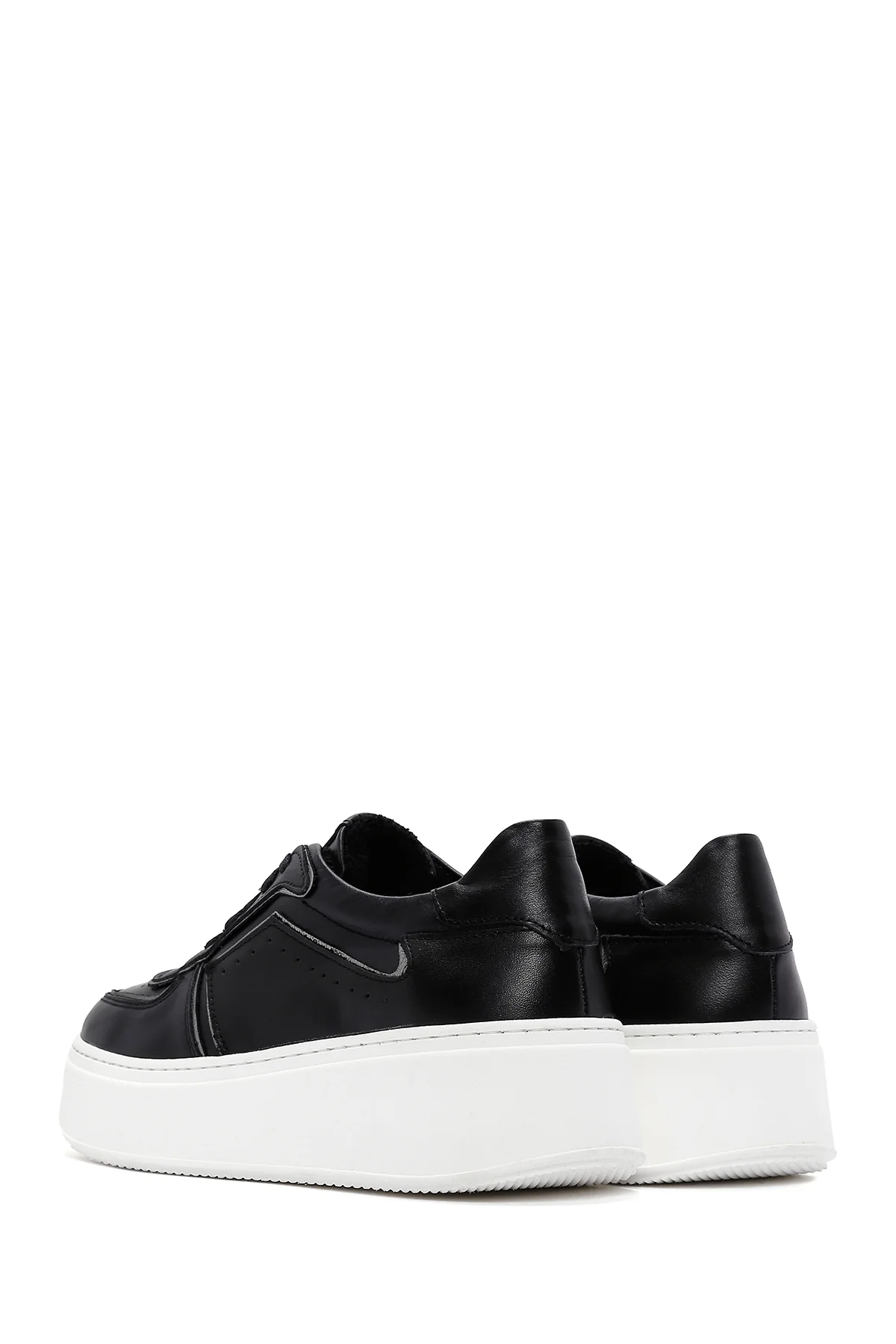 Kadın Siyah Deri Kalın Tabanlı Sneaker - Image 5