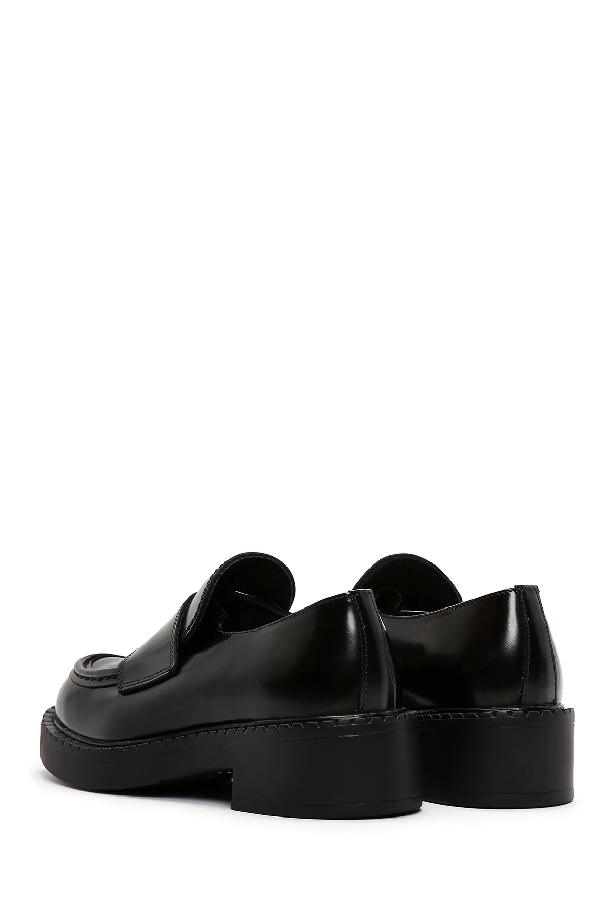 Kadın Siyah Deri Maskülen Loafer - Image 5