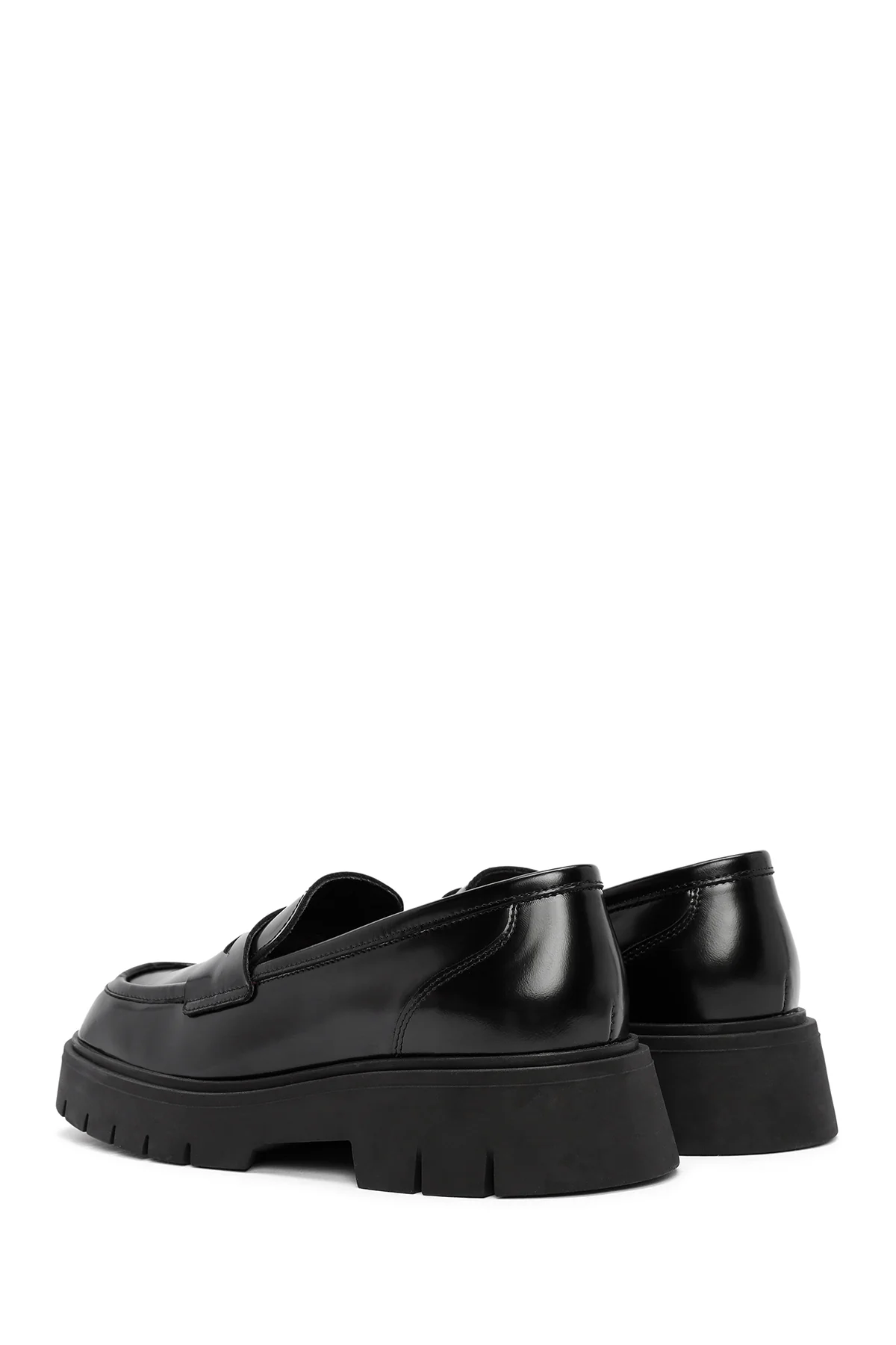 Kadın Siyah Deri Maskülen Loafer - Image 5