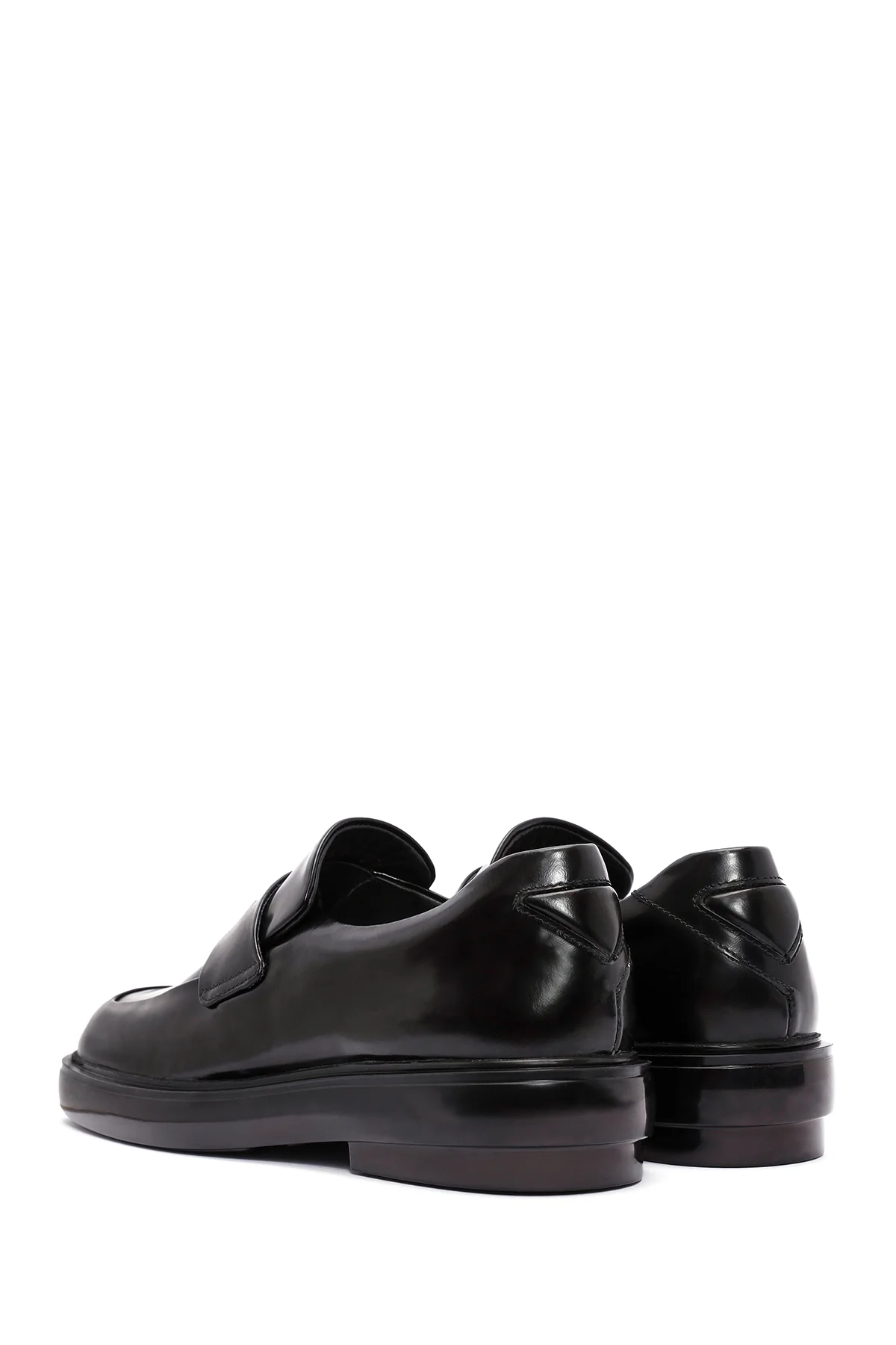 Kadın Siyah Deri Maskülen Loafer - Image 5