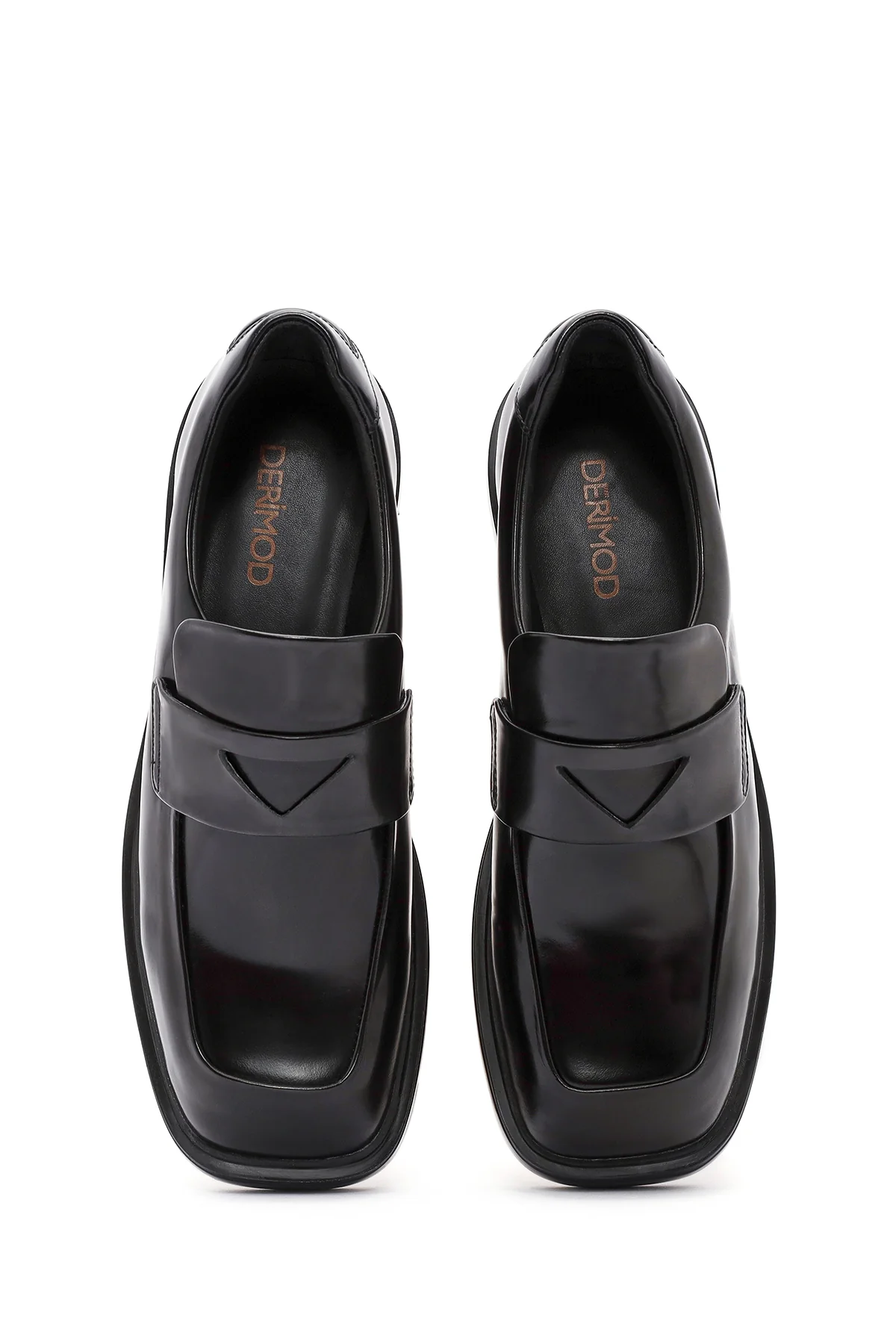Kadın Siyah Deri Maskülen Loafer - Image 7