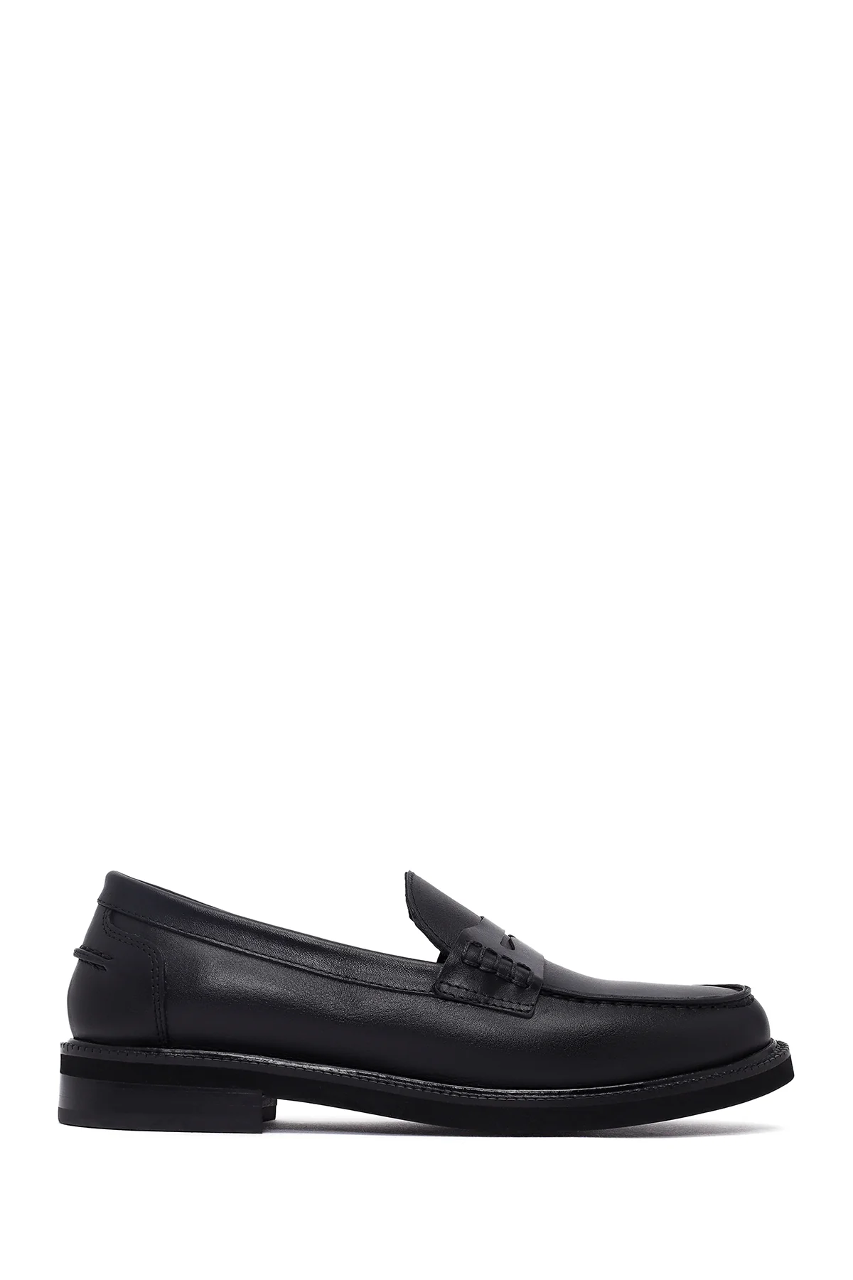 Kadın Siyah Deri Maskülen Loafer