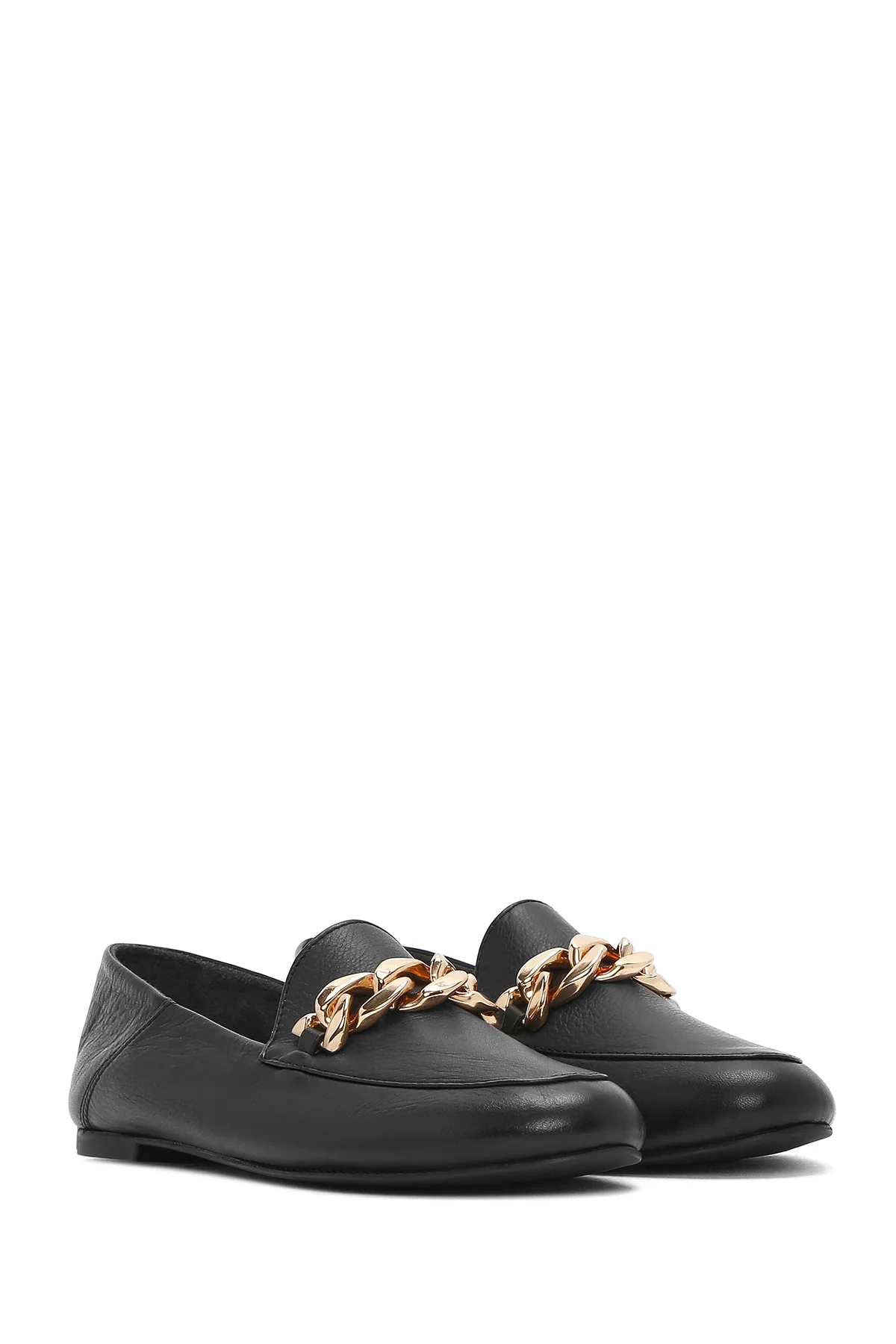 Kadın Siyah Deri Maskülen Loafer - Image 3
