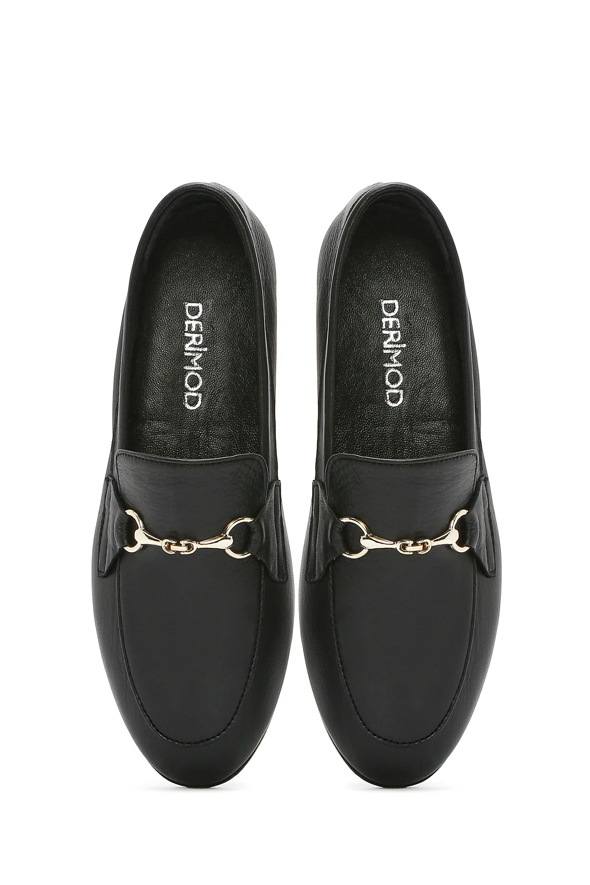 Kadın Siyah Deri Maskülen Loafer - Image 7