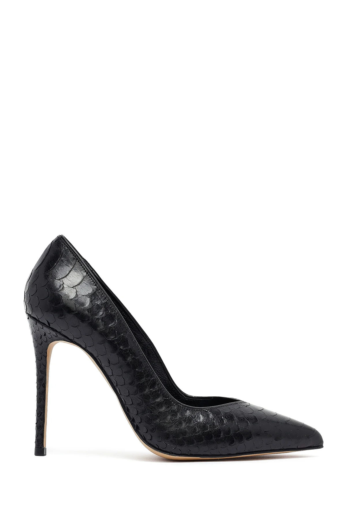 Kadın Siyah Desenli Yüksek İnce Topuklu Deri Stiletto - Image 4