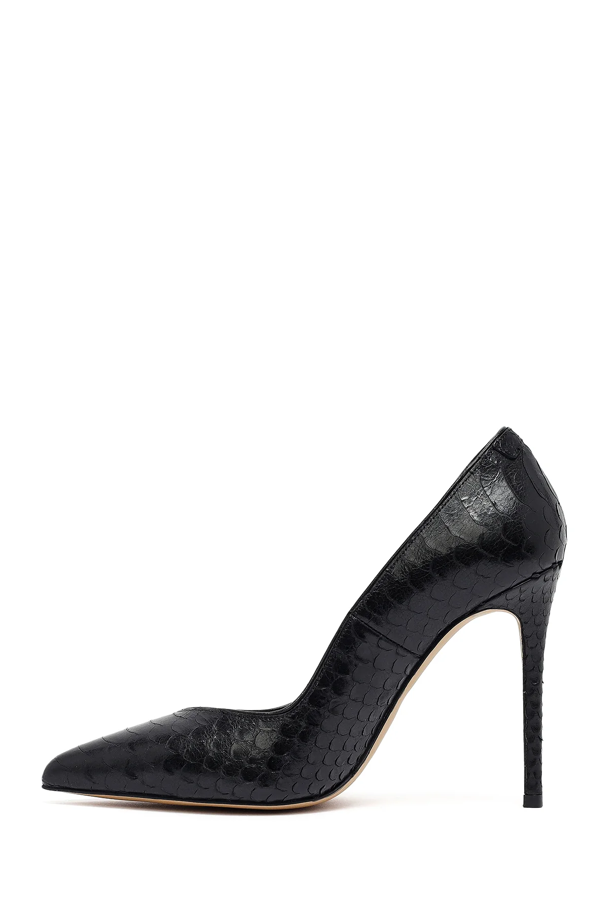 Kadın Siyah Desenli Yüksek İnce Topuklu Deri Stiletto - Image 5