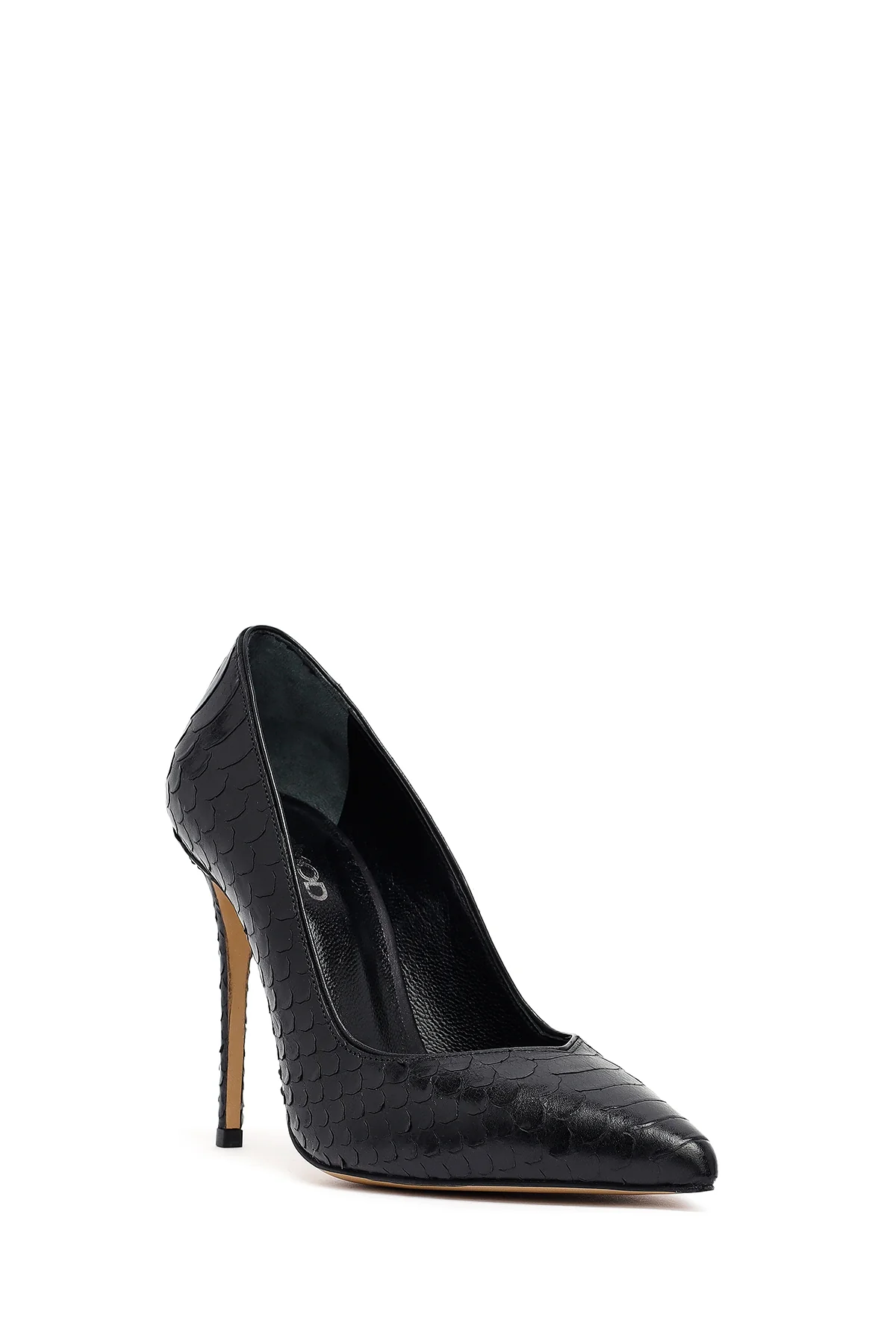 Kadın Siyah Desenli Yüksek İnce Topuklu Deri Stiletto - Image 8