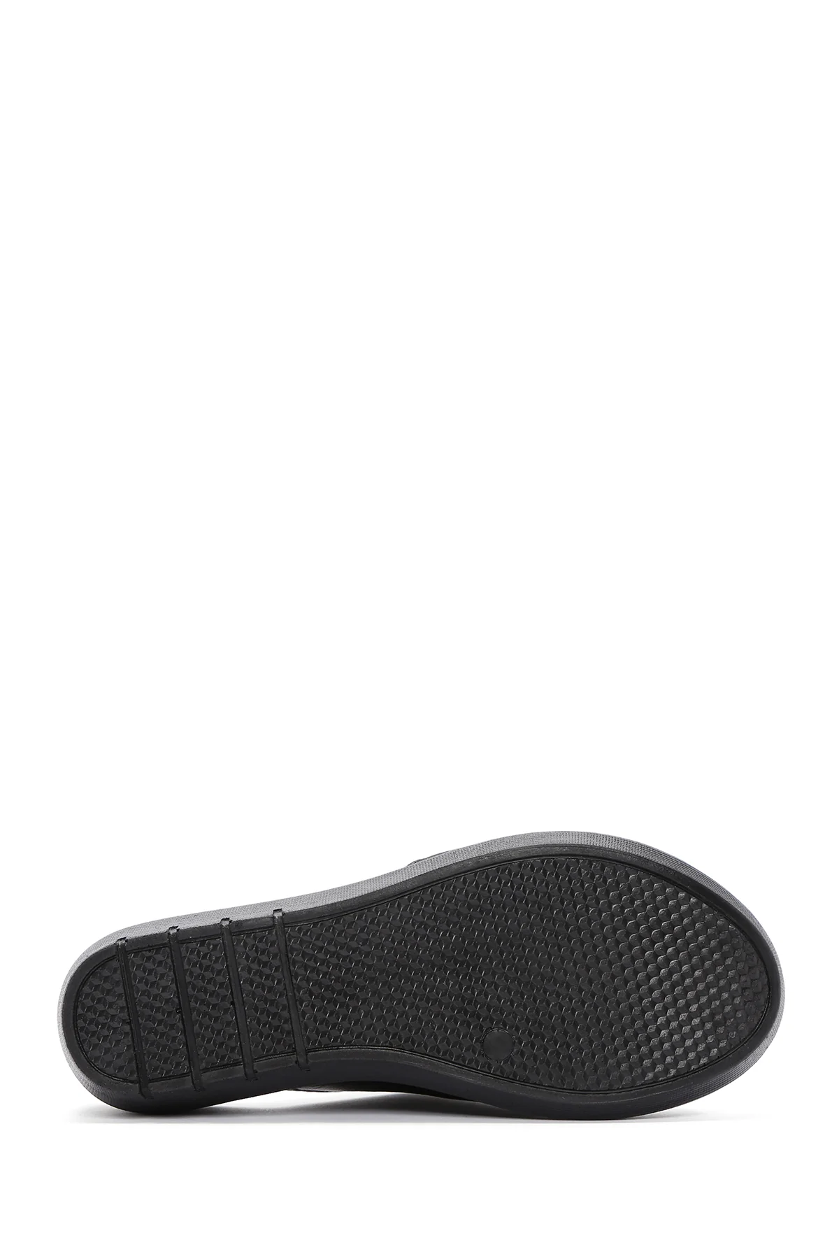 Kadın Siyah Dolgu Topuklu Deri Comfort Terlik - Image 4